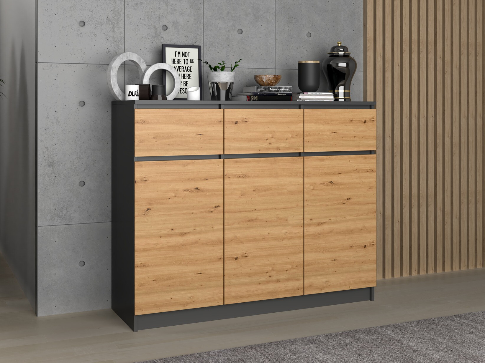 Cómoda Elbvelu 115 (Antracita + Roble Artisan)