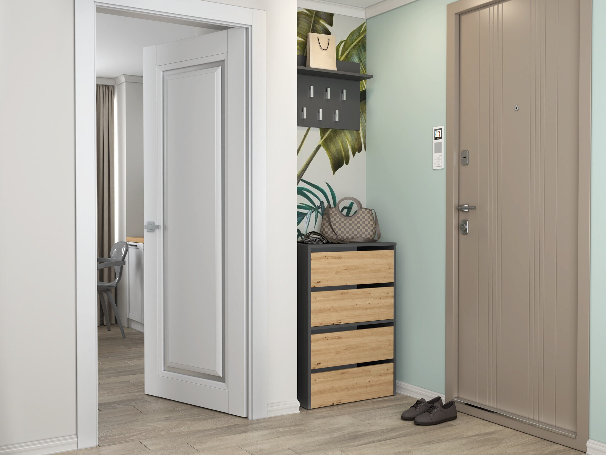 Zapatero Mandeville 223 (Antracita + Roble Artisan)