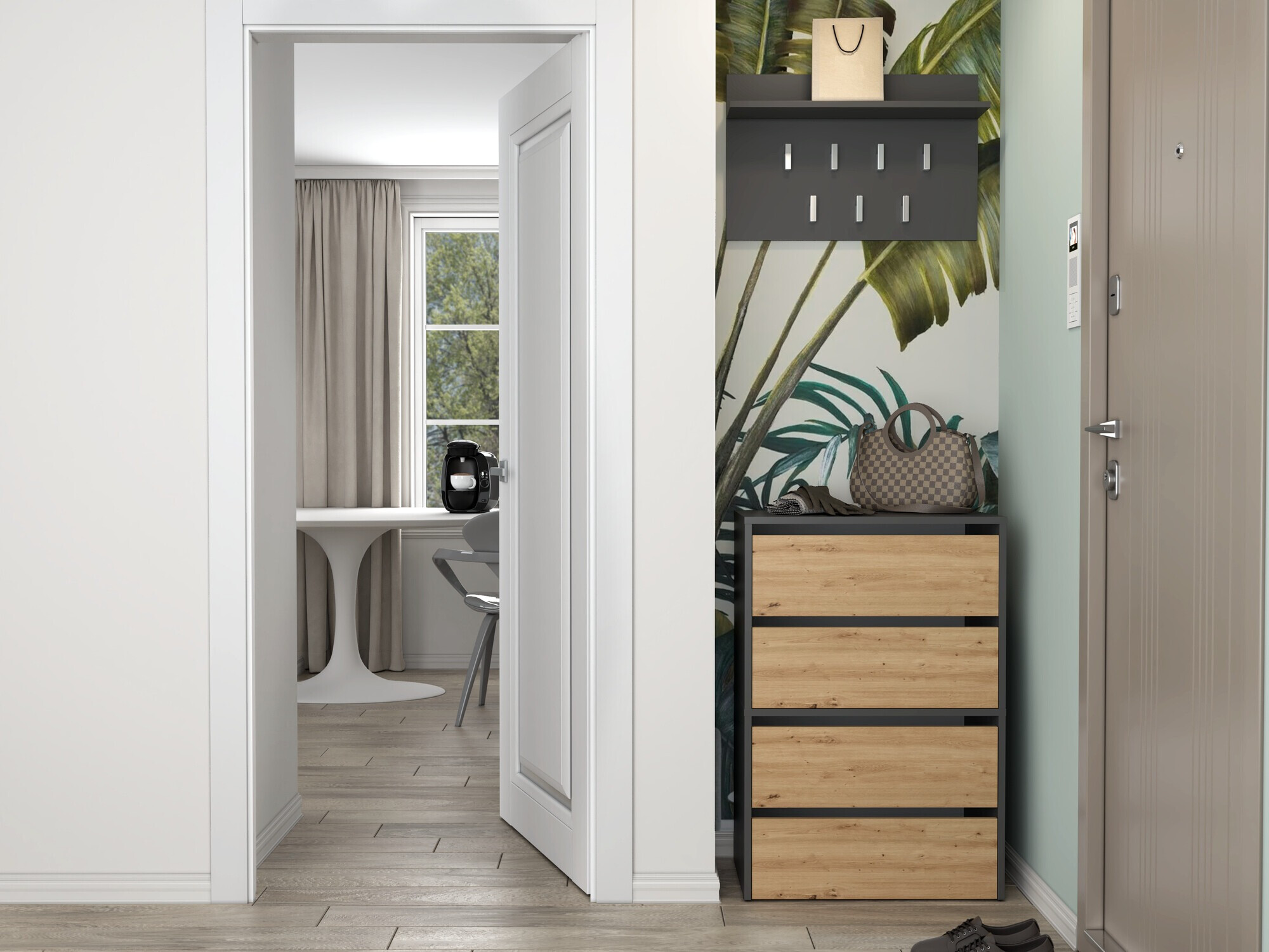 Zapatero Mandeville 223 (Antracita + Roble Artisan)