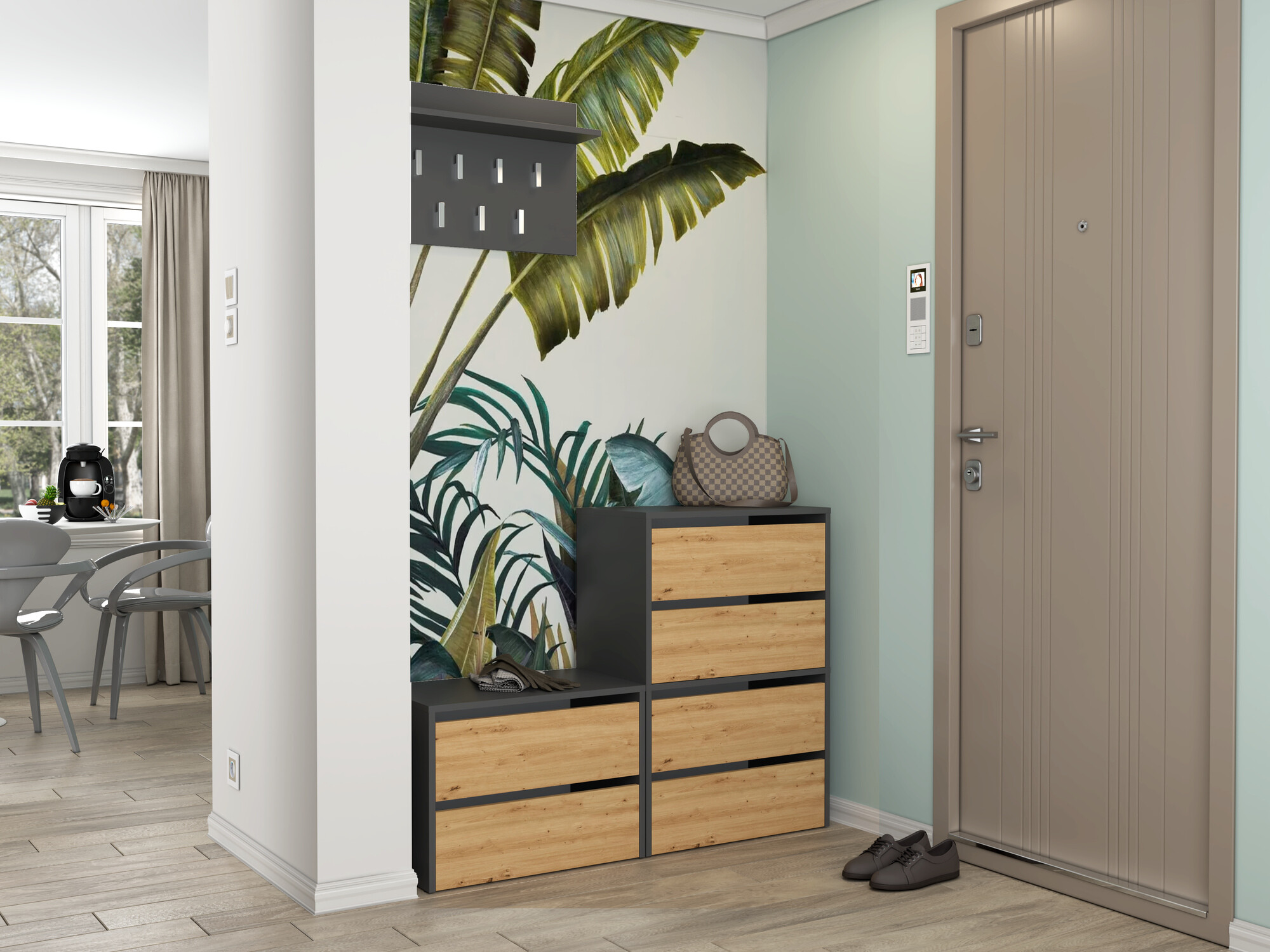 Zapatero Mandeville 223 (Antracita + Roble Artisan)