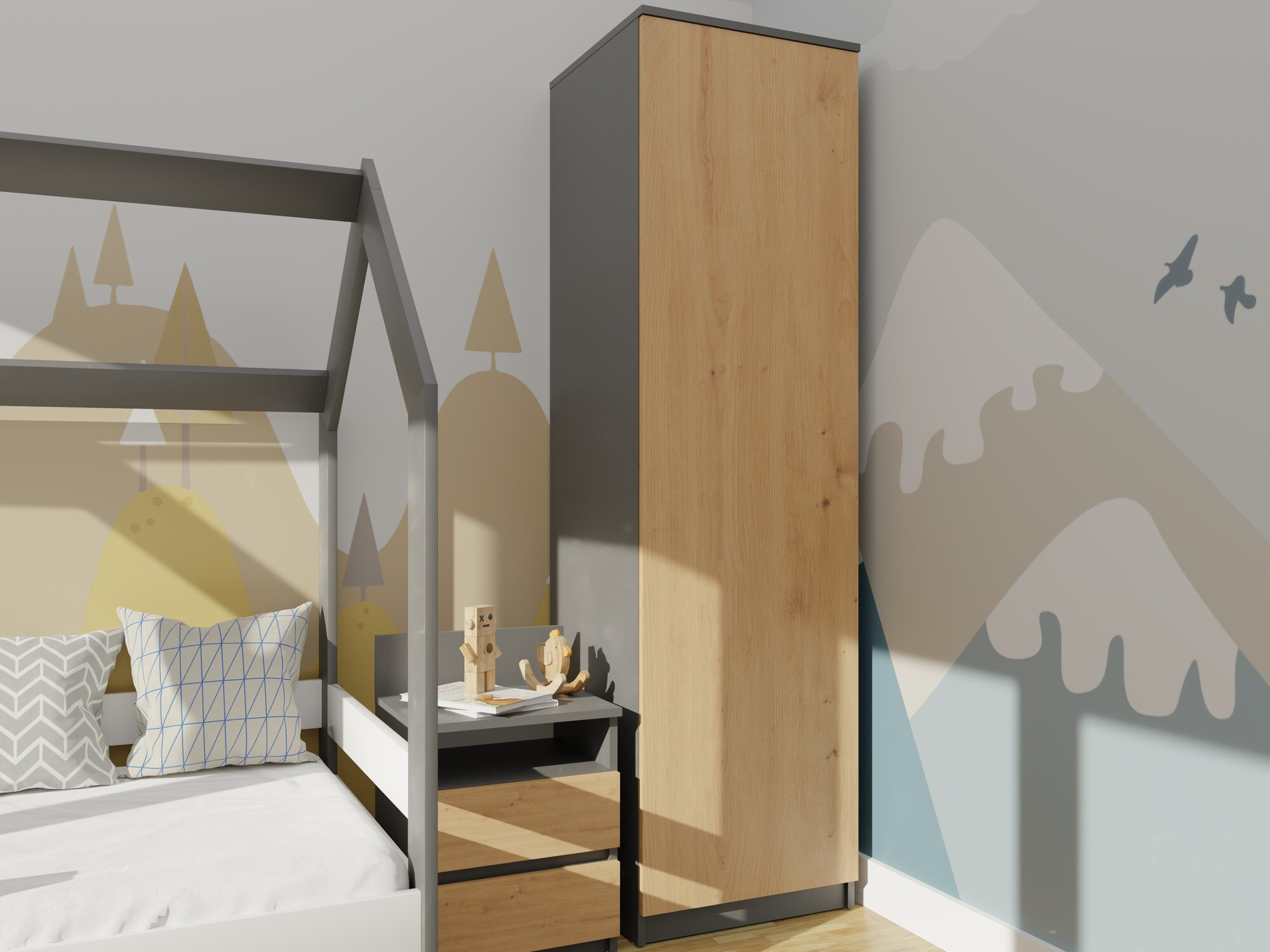 Armario Elbvelu 118 (Antracita + Roble Artisan)