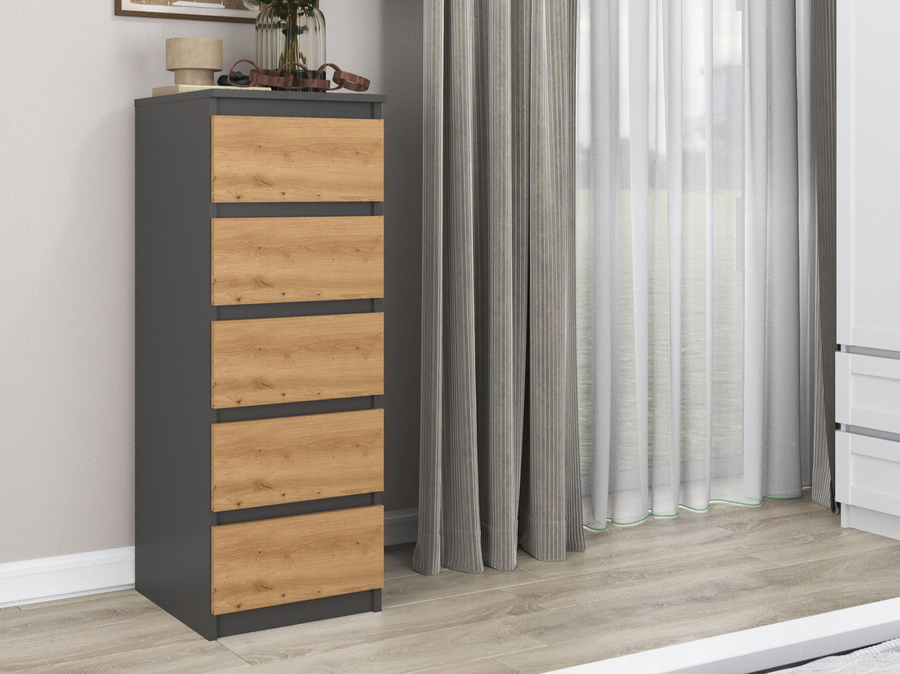 Cómoda Elbvelu 121 (Antracita + Roble Artisan)