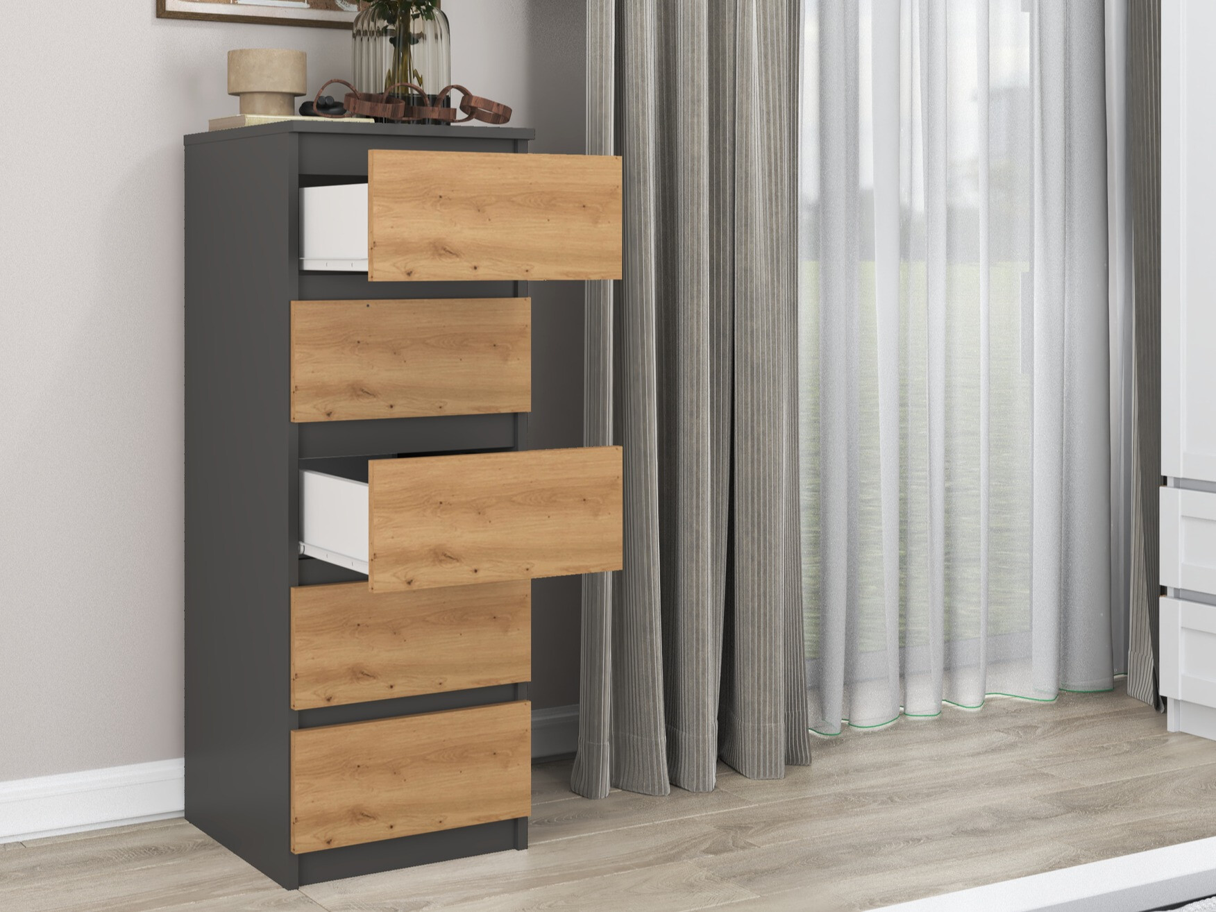 Cómoda Elbvelu 121 (Antracita + Roble Artisan)