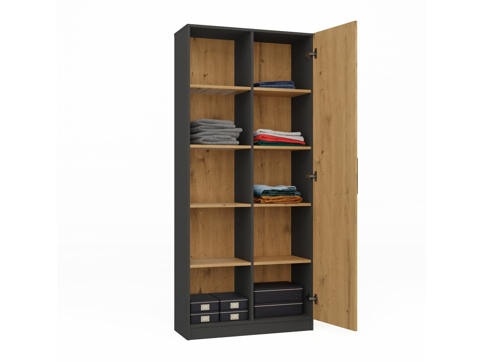 Estantería Elbvelu 122 (Antracita + Roble Artisan)