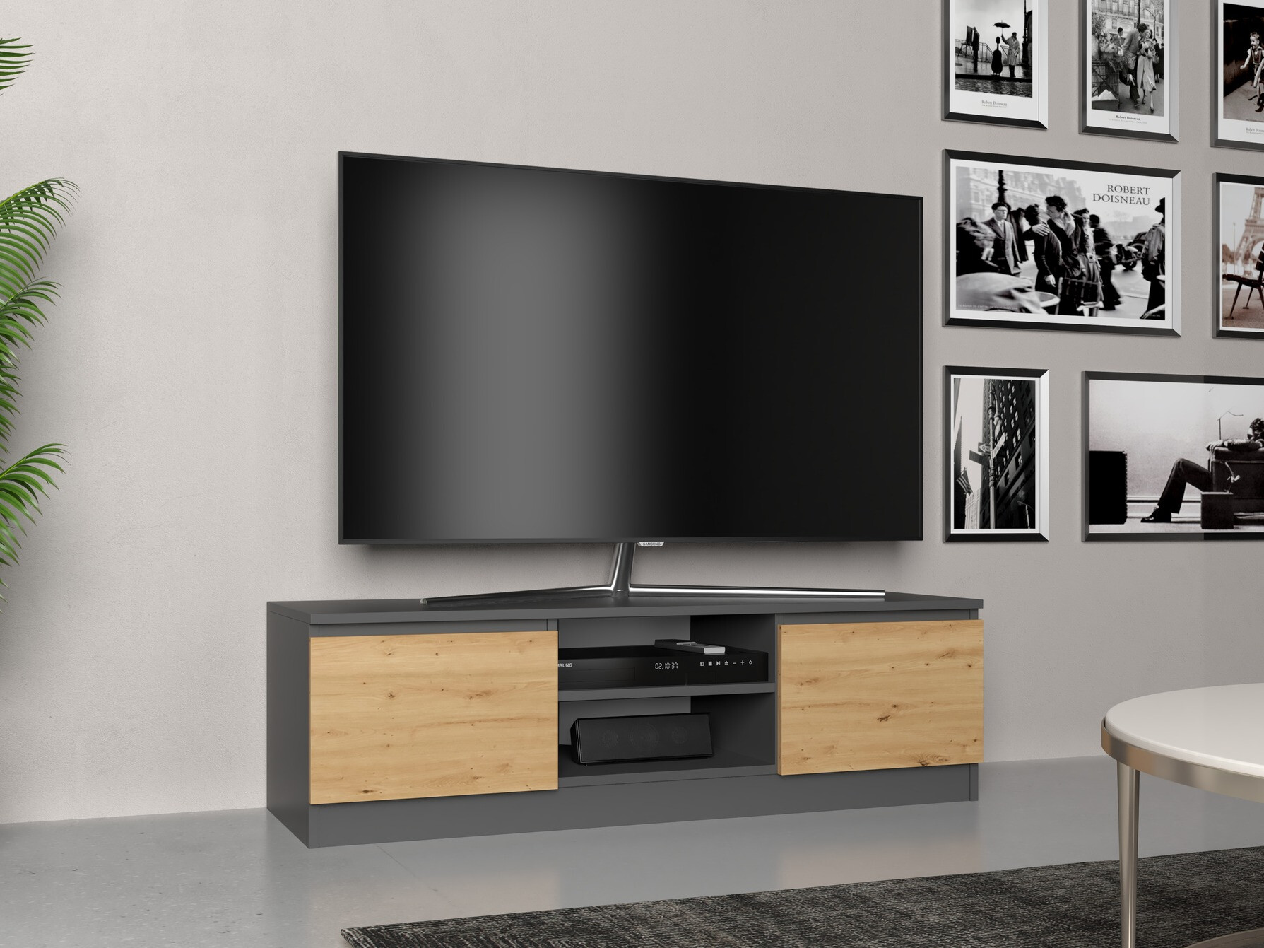 Mueble TV Elbvelu 123 (Antracita + Roble Artisan)