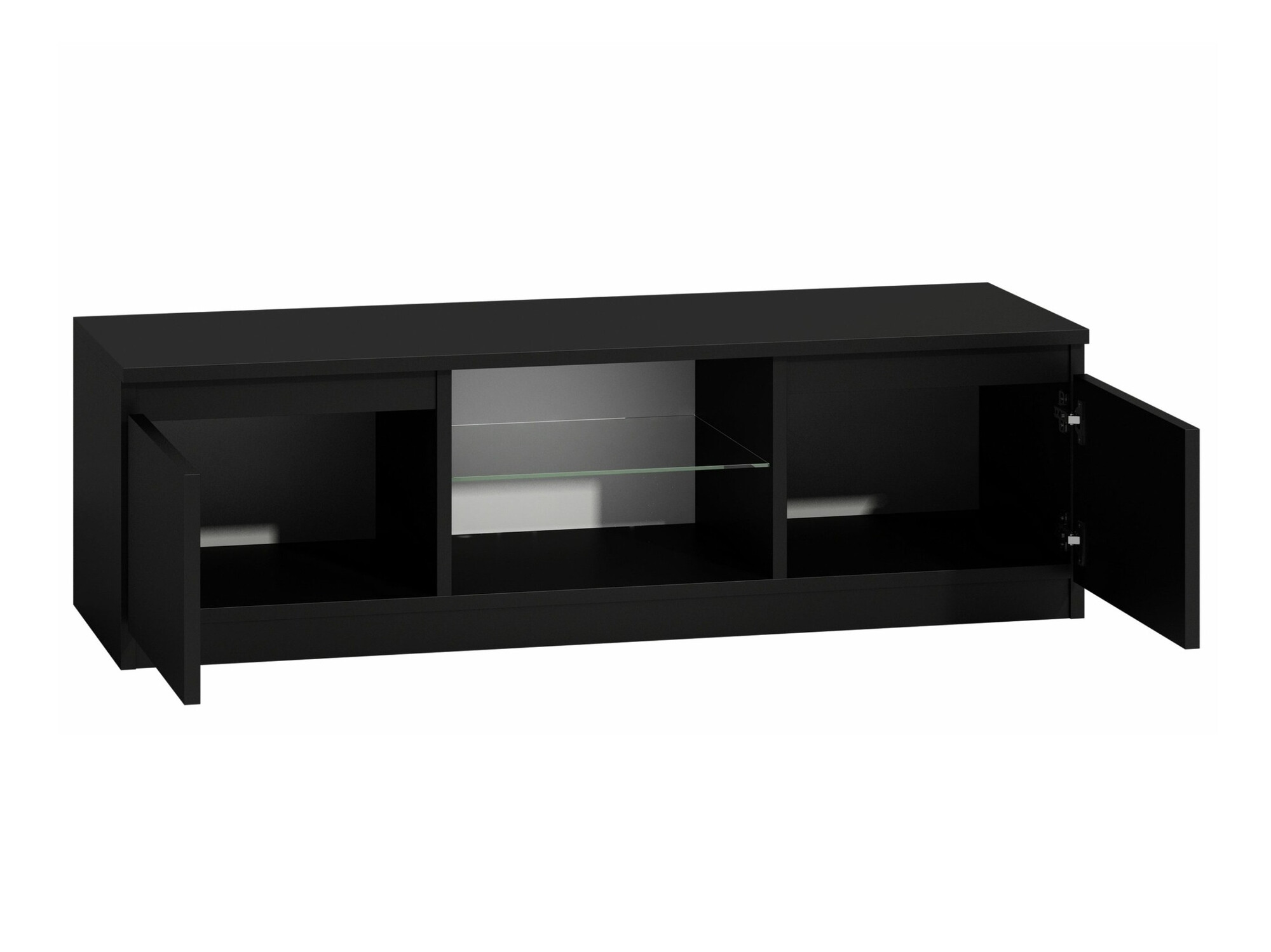 Mueble TV Elbvelu 124 (Negro + Negro brillante)