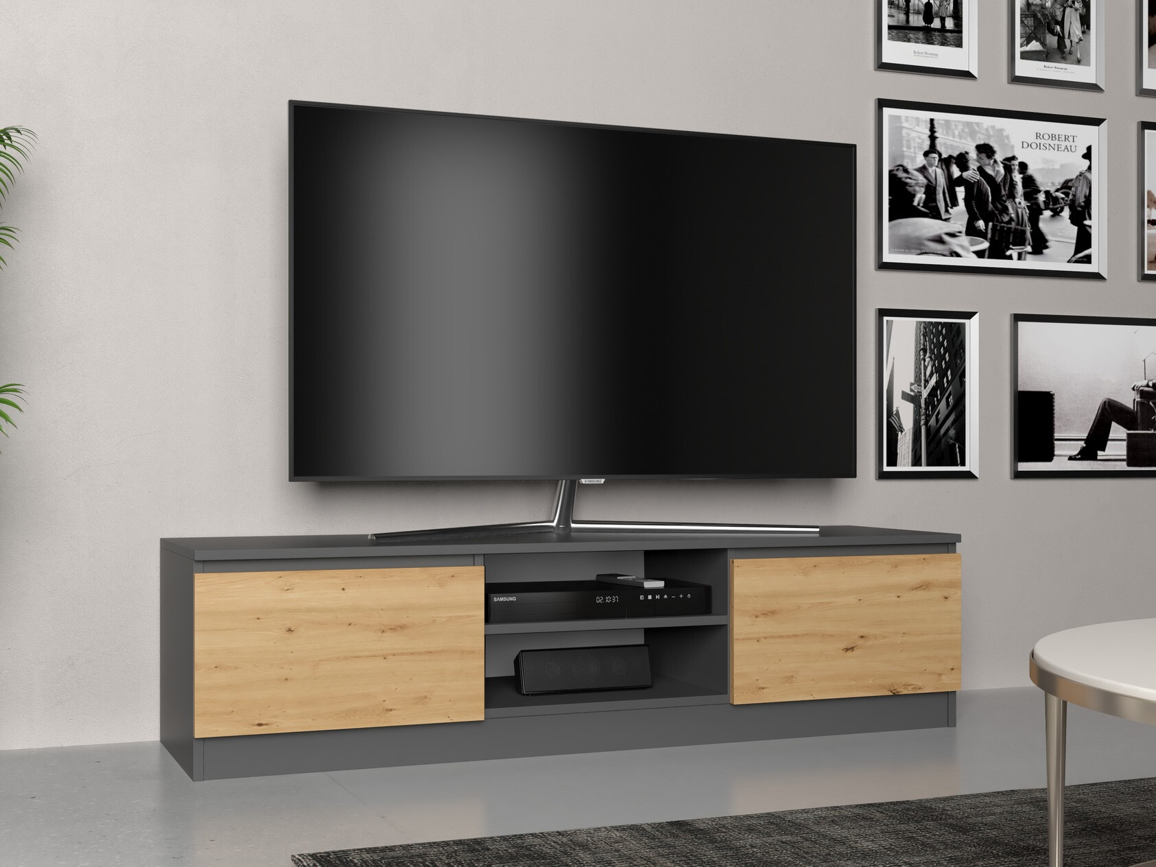 Mueble TV Elbvelu 125 (Antracita + Roble Artisan)