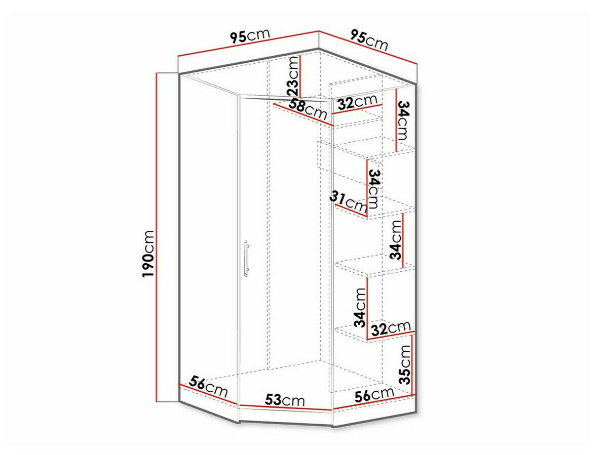 Armario de rincón Cavmero 106 (Roble Artisan)
