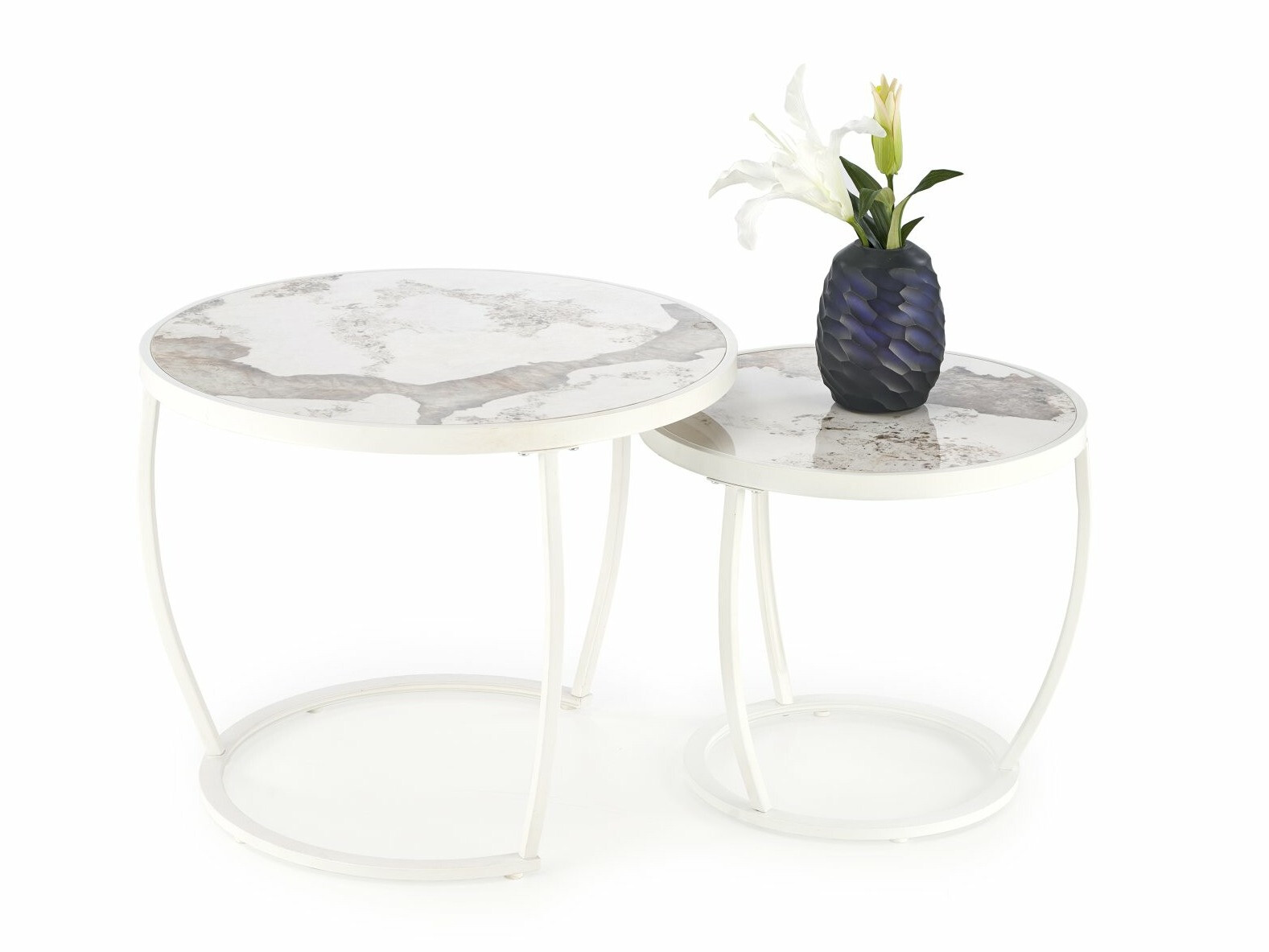 Conjunto mesa de centro Houston 1658 (Blanco + Mármol blanco)