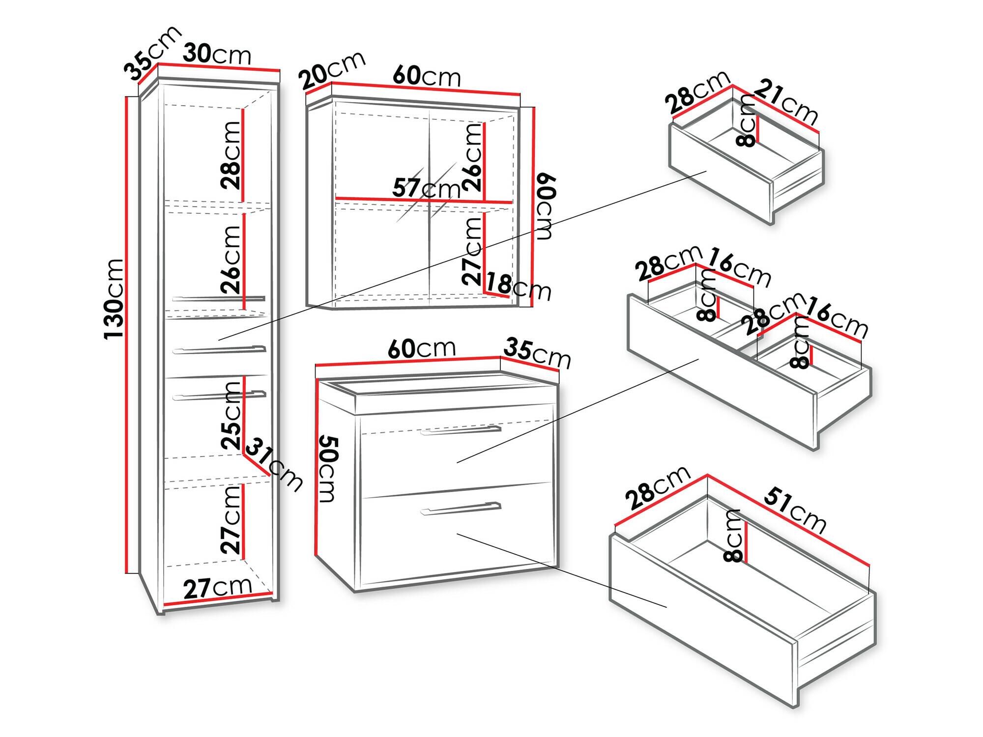 Conjunto de mueble de baño Sarasota 173 (Grafito)