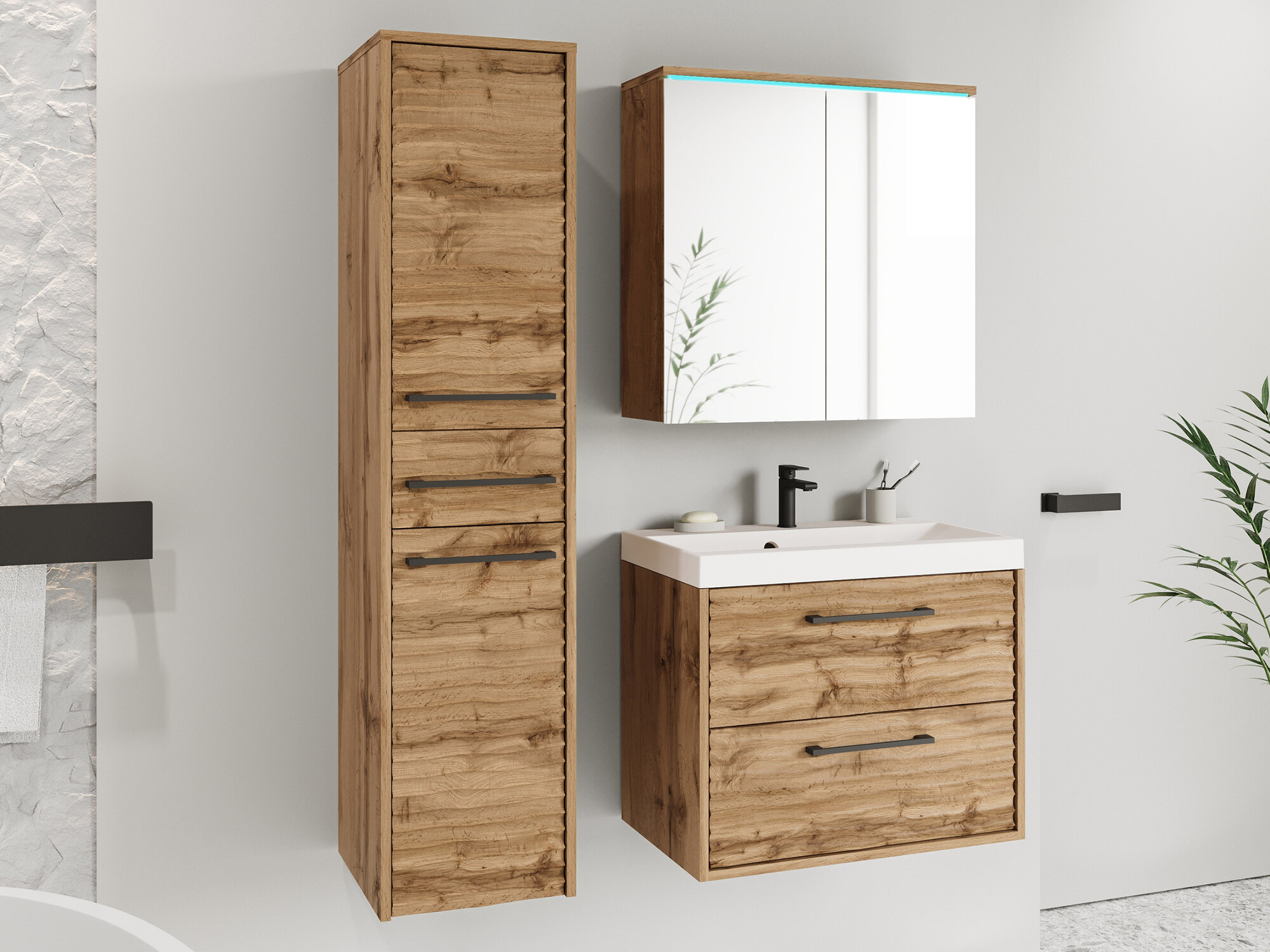 Conjunto de mueble de baño Sarasota 173 (Roble wotan)