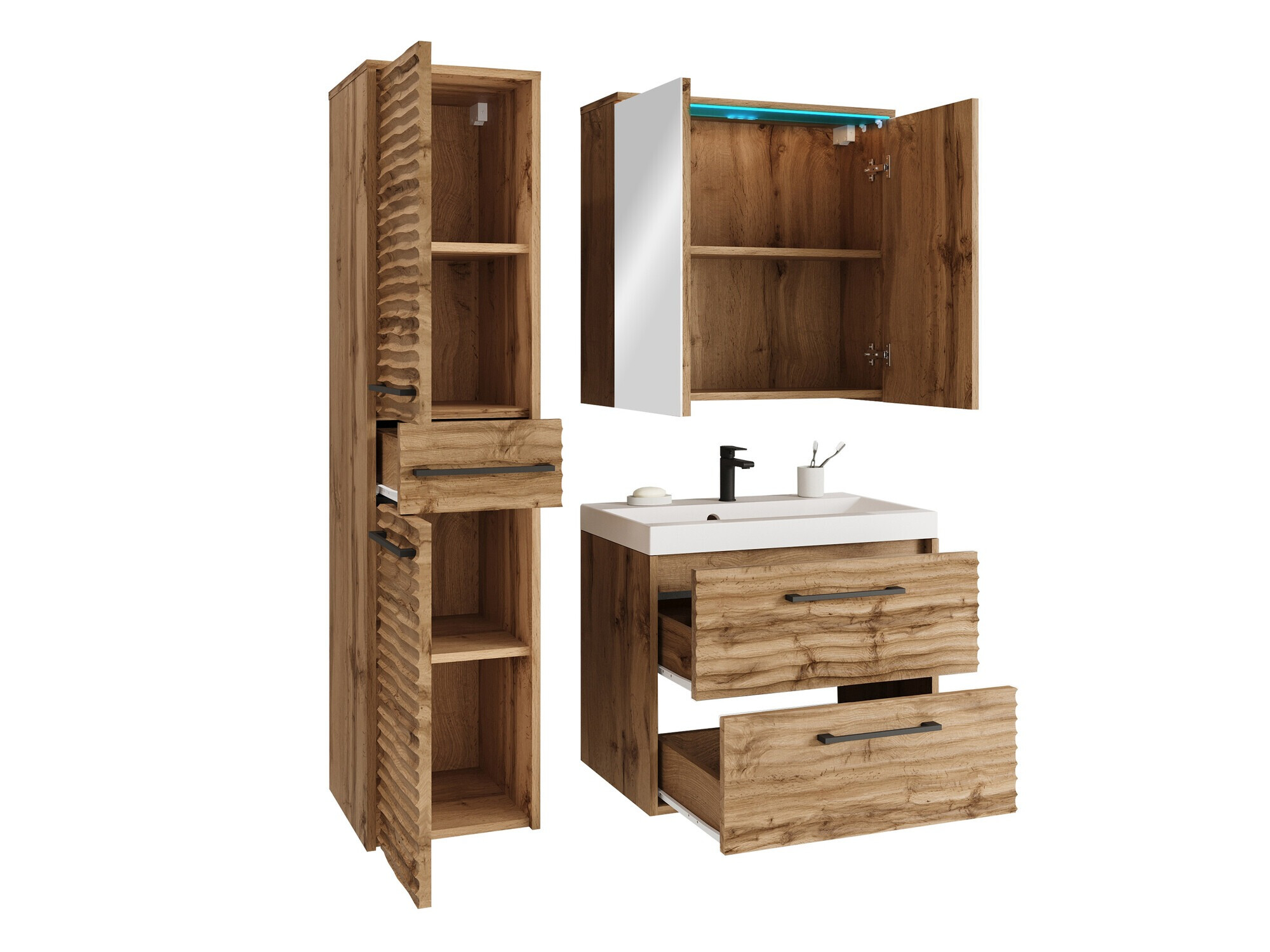 Conjunto de mueble de baño Sarasota 173 (Roble wotan)