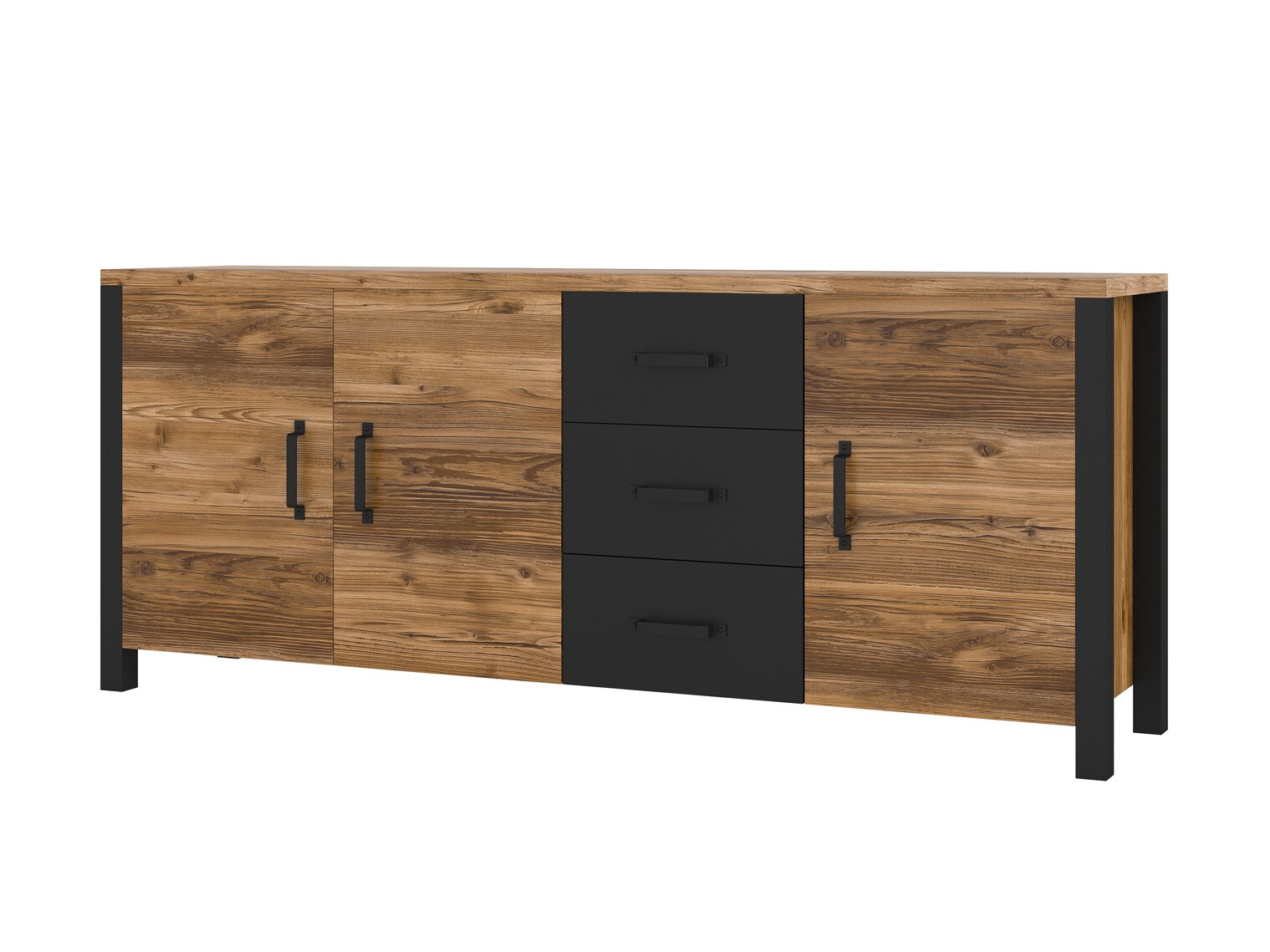 Cómoda Tornua 106 (Abeto oscuro + Negro mate)