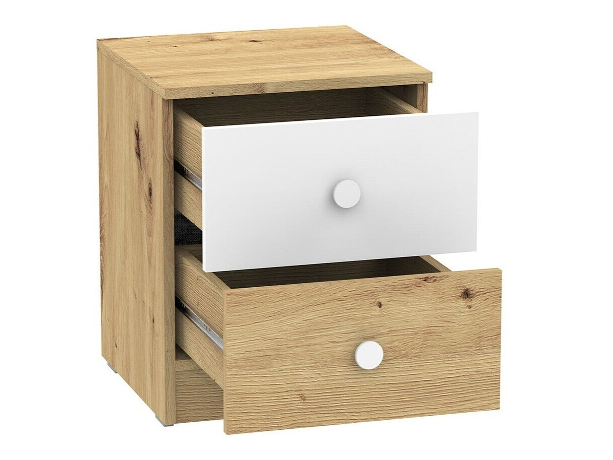 Mesilla de noche Almira 108 (Roble Artisan + Blanco)