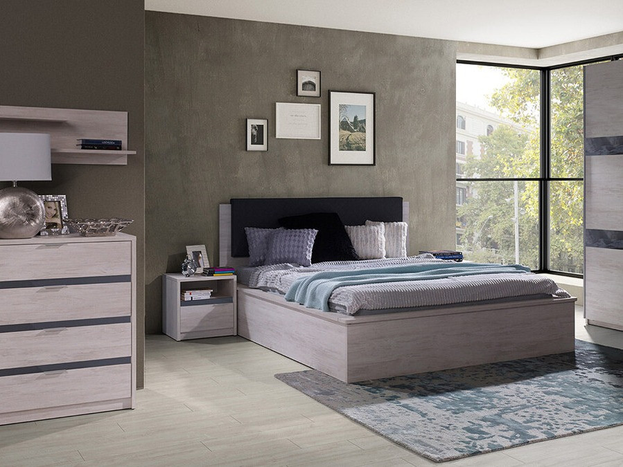 Mesilla de noche Fivelbo 108 (Roble del Monastery + Negro brillante)