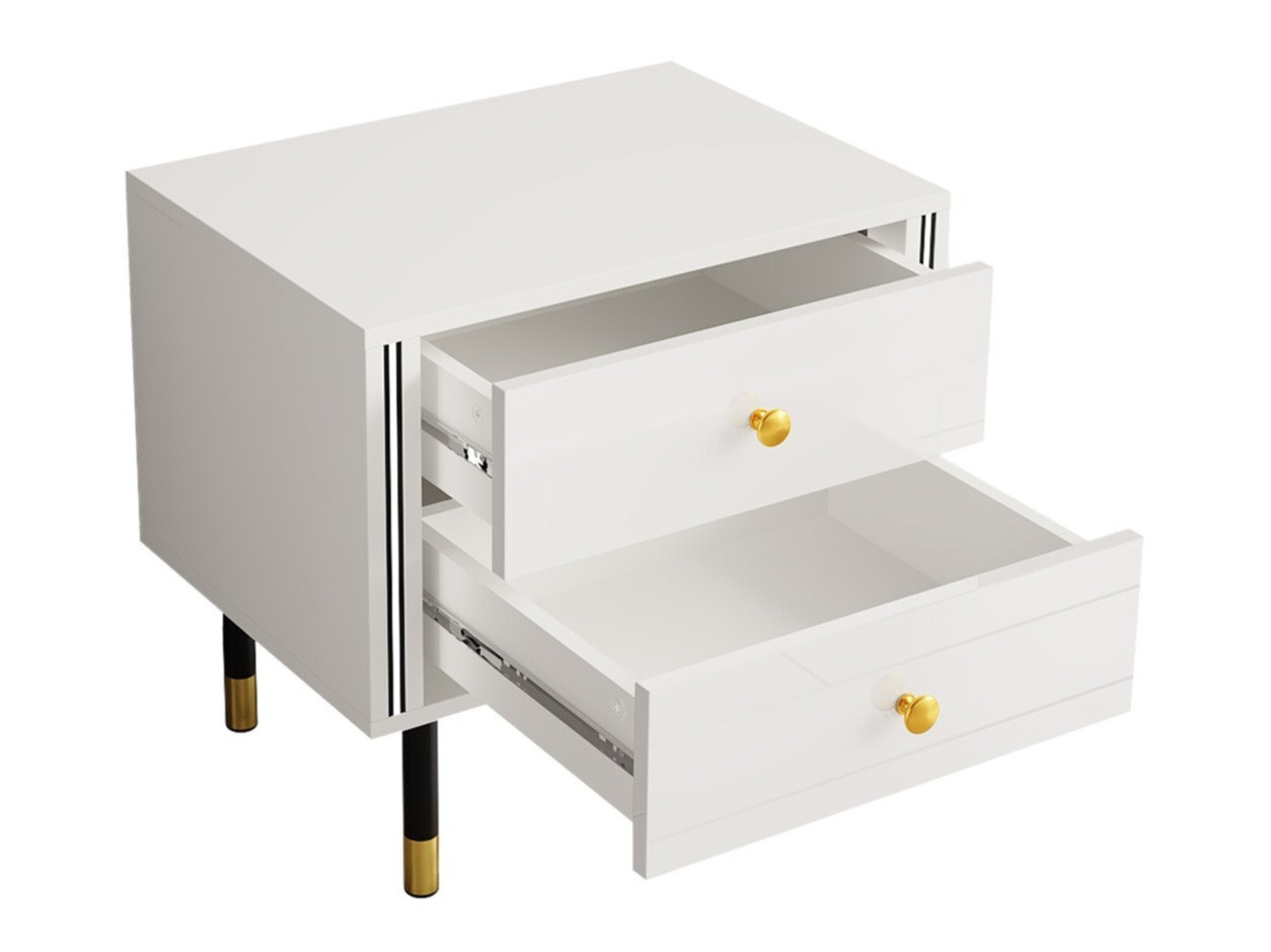 Mesilla de noche Merced 113 (Blanco + Blanco brillante)