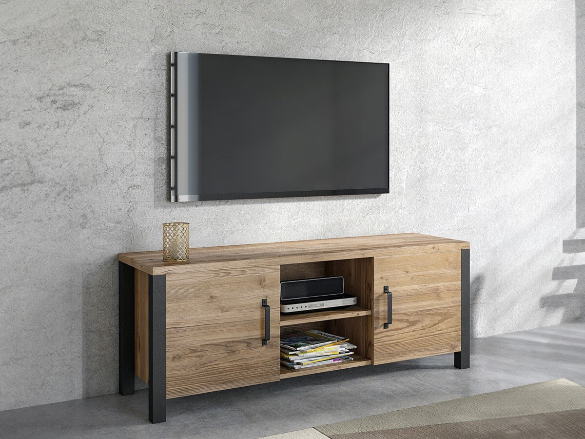 Mueble TV Tornua 104 (Abeto oscuro + Negro mate)
