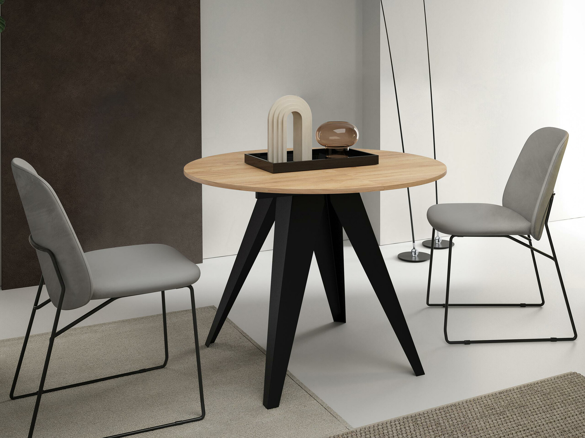 Mesa Oswego 114 (Negro + Roble dorado artesanal)