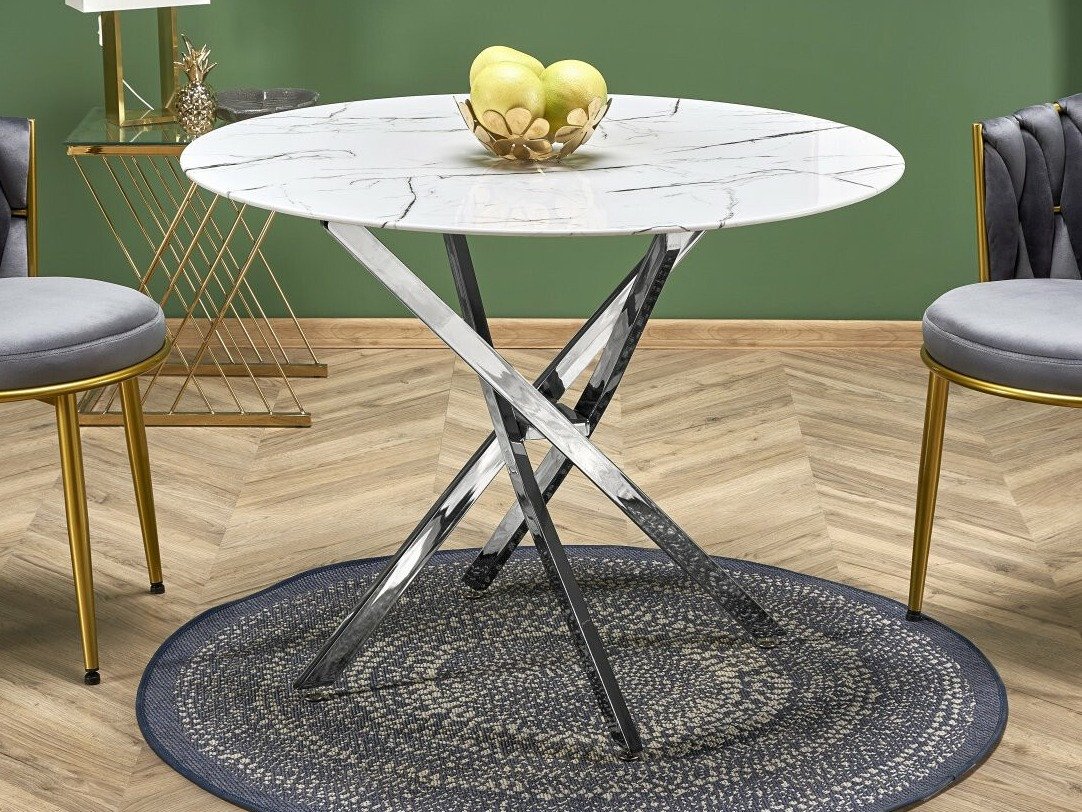 Mesa Houston 1538 (Plata + Mármol blanco)