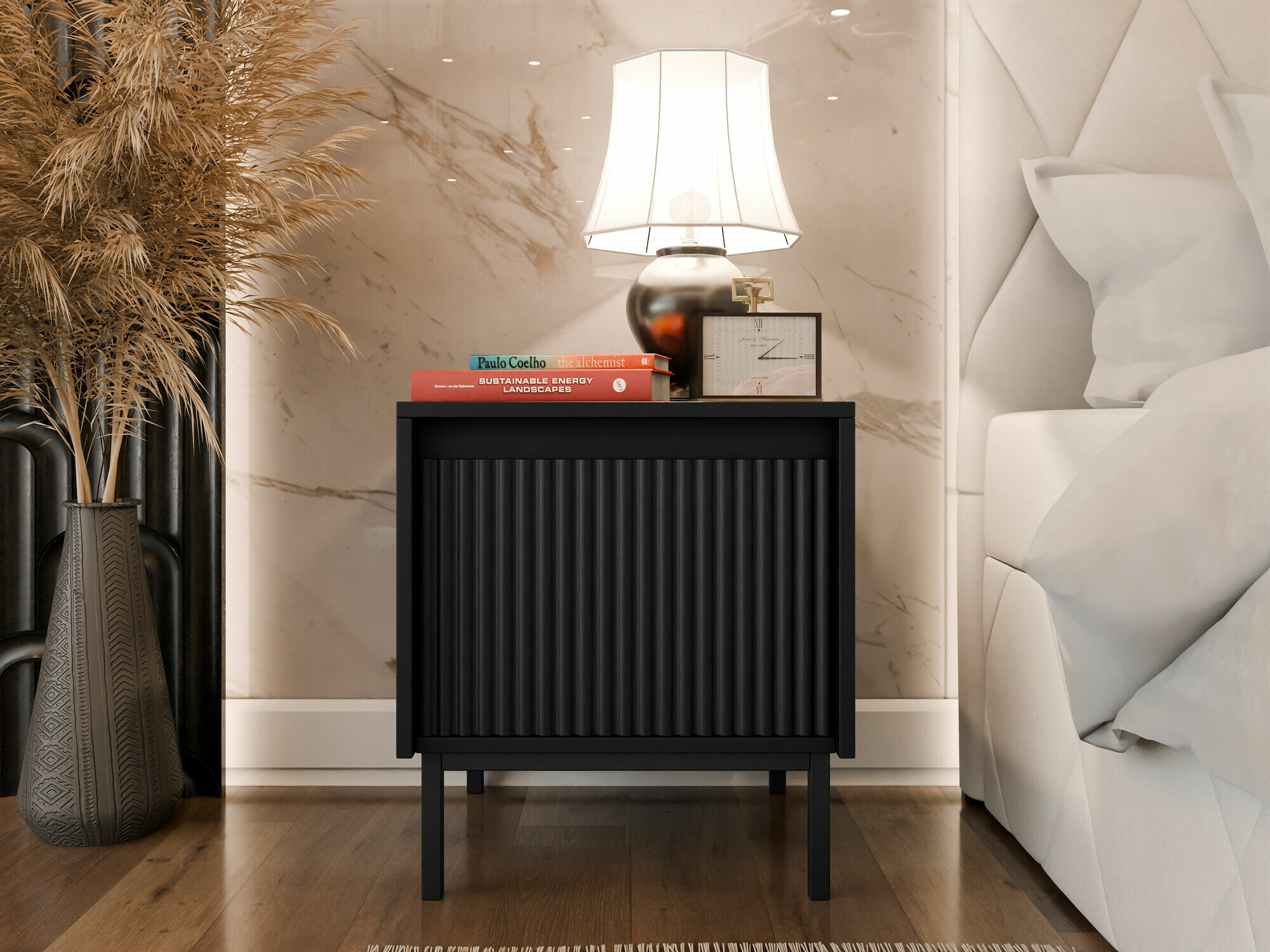 Mesilla de noche Comfivo Delruva 105 (Negro)