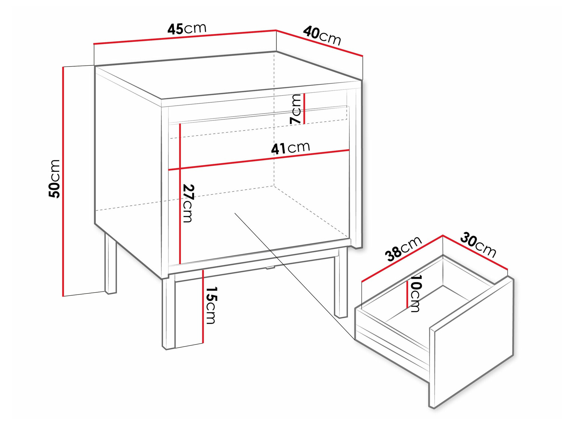 Mesilla de noche Comfivo Delruva 105 (Negro)