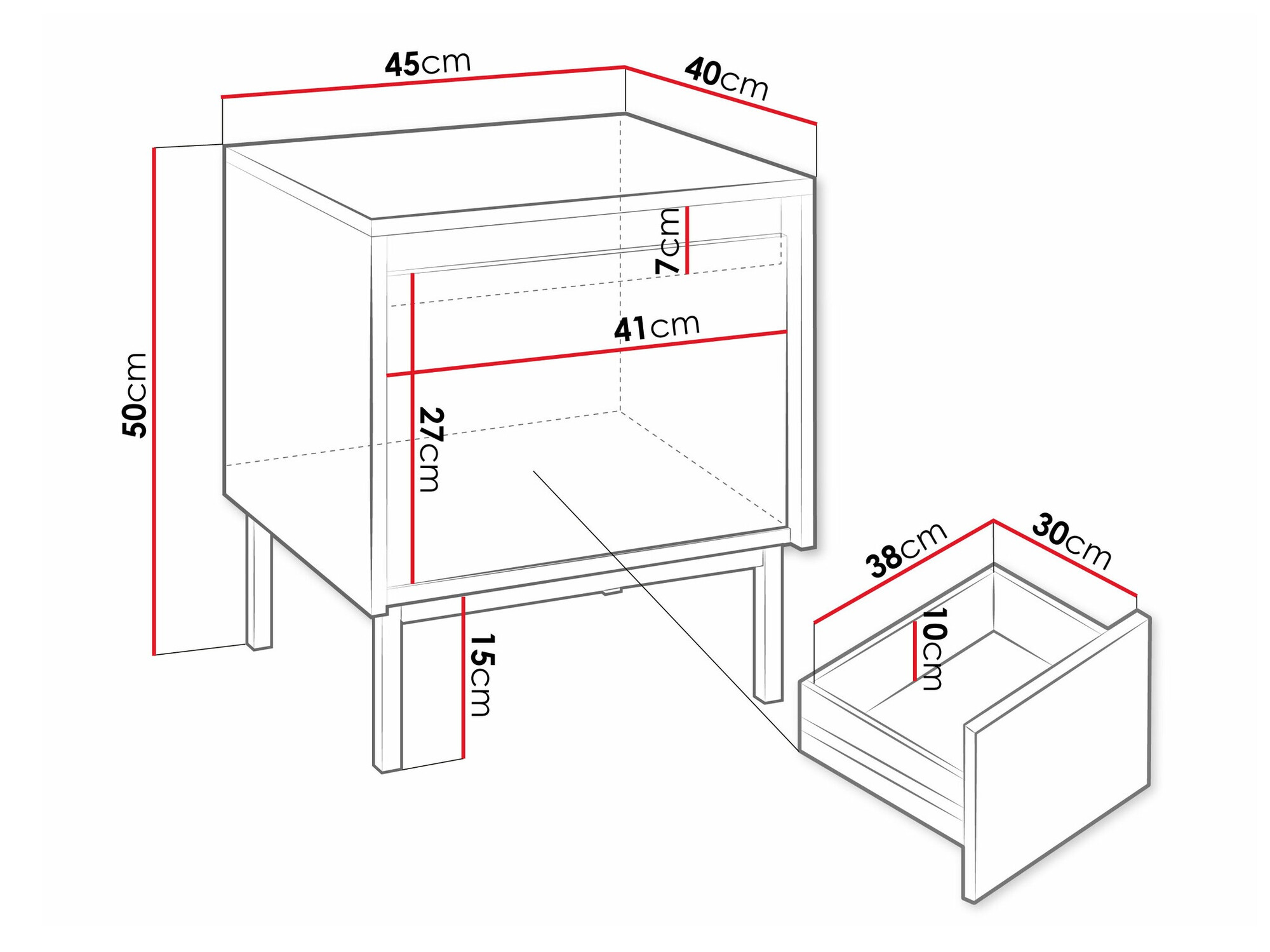 Mesilla de noche Comfivo Delruva (Blanco)