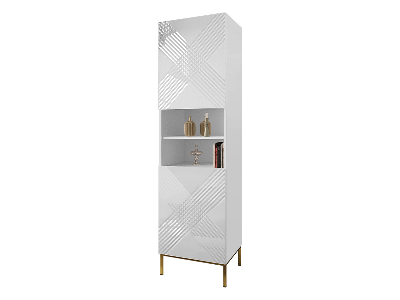 Estantería Natar (Blanco + Blanco brillante)