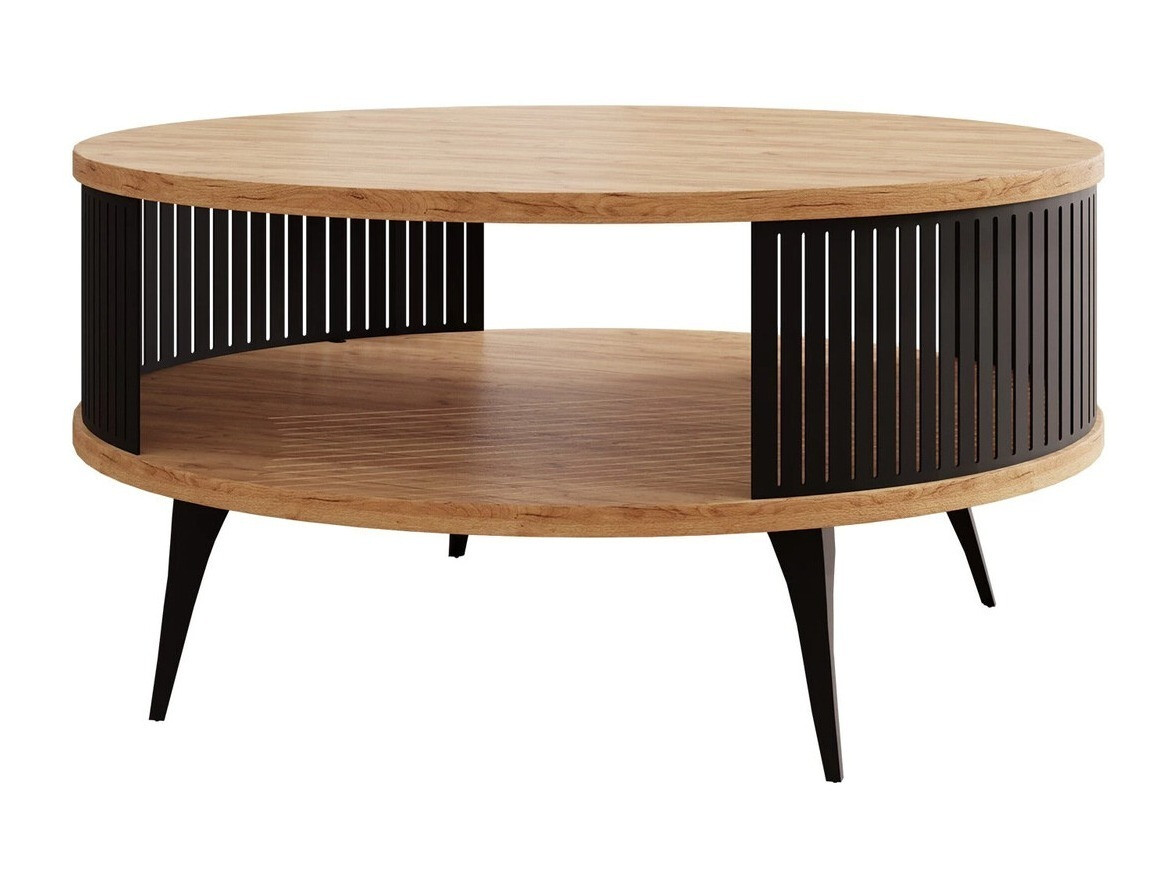 Mesa de centro Sordore 100 (Negro + Roble dorado artesanal)