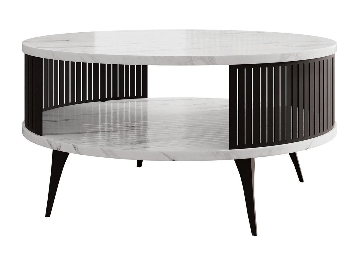 Mesa de centro Vitum (Negro + Mármol blanco)