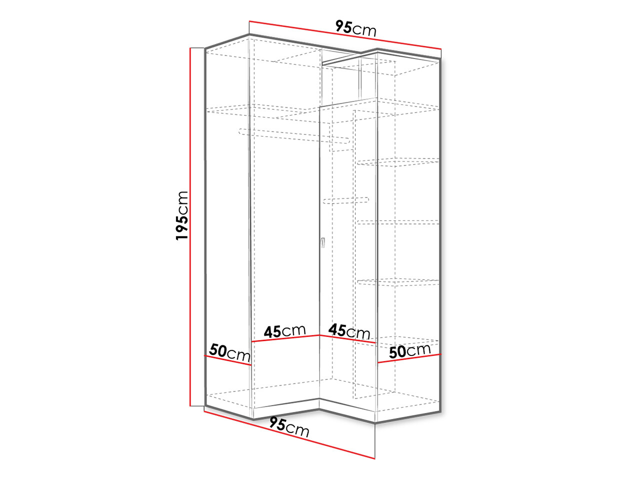 Armario de rincón Omaha F113 (Grafito + Gris)
