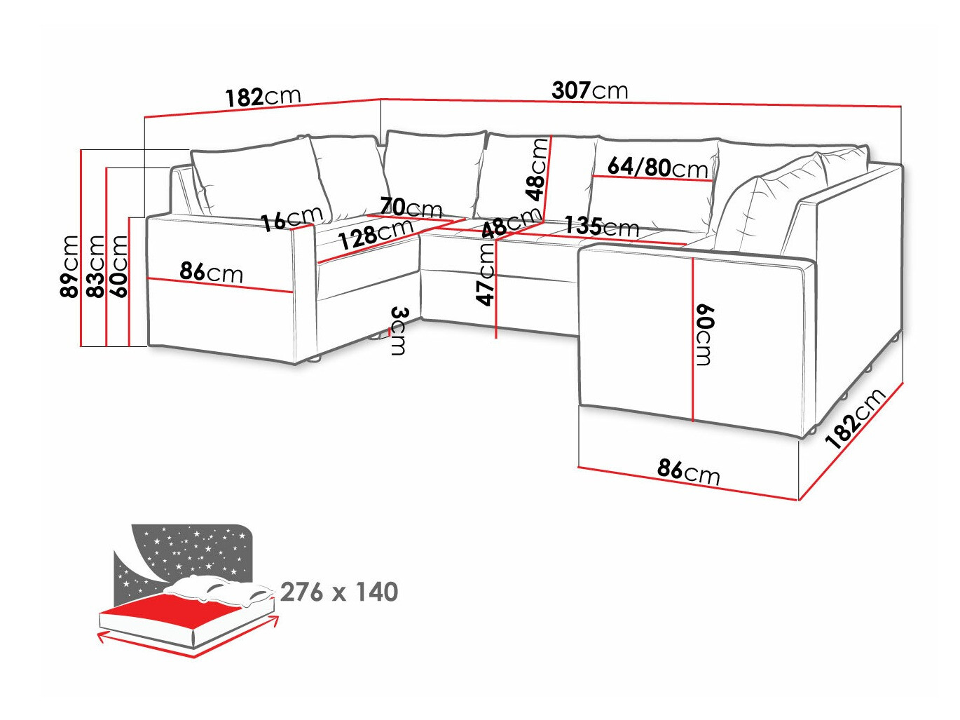 Sofá rinconero Providence 145 (Montana 101 + MDL 5)