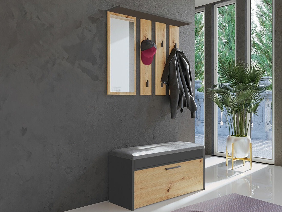 Conjunto para recibidor Mandeville 218 (Antracita + Roble Artisan)