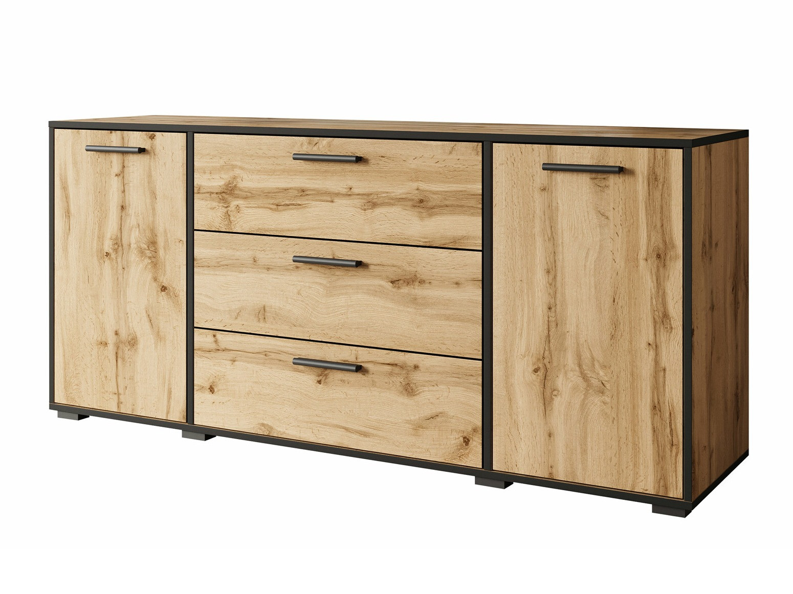 Cómoda Sarasota 174 (Negro + Roble wotan)