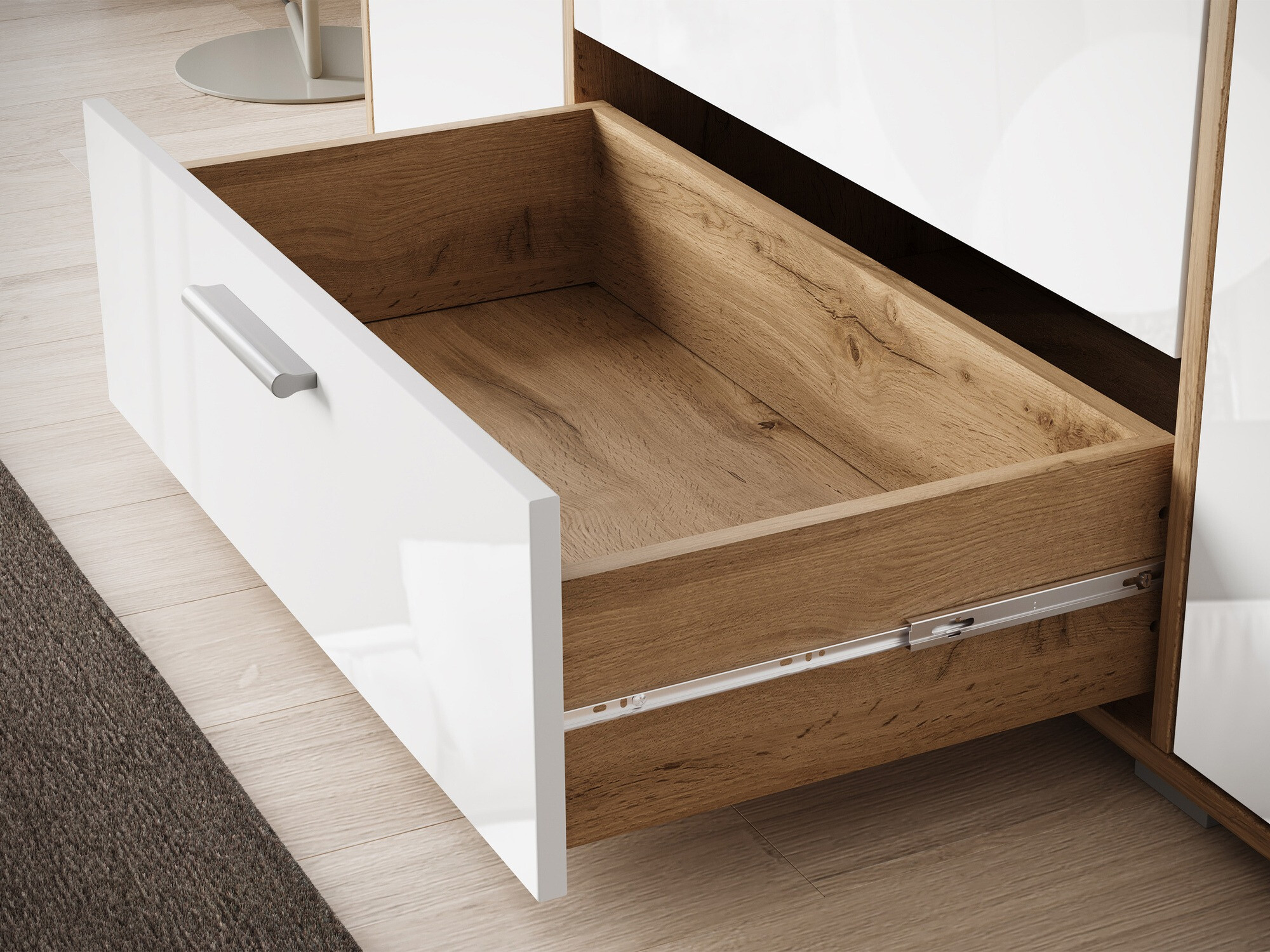 Cómoda Sarasota 174 (Roble wotan + Blanco brillante)