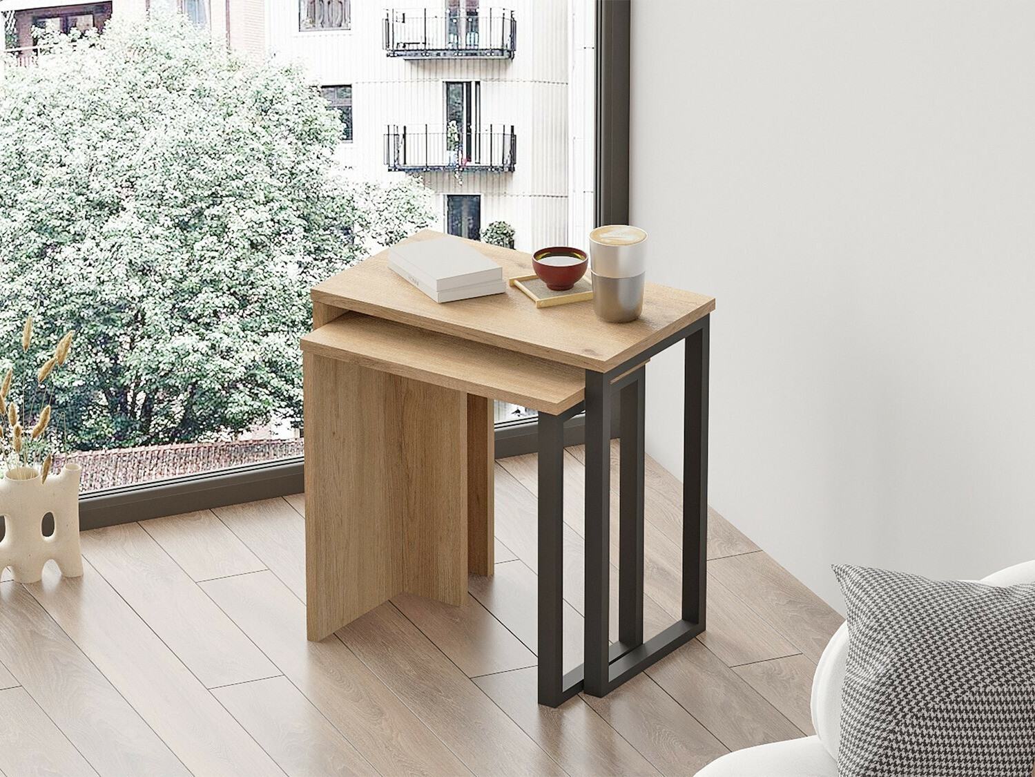 Conjunto de mesas auxiliares Fertore 106 (Nogal)