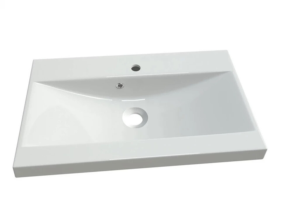Conjunto de mueble de baño Scientia III (Blanco brillante + Madera gris)