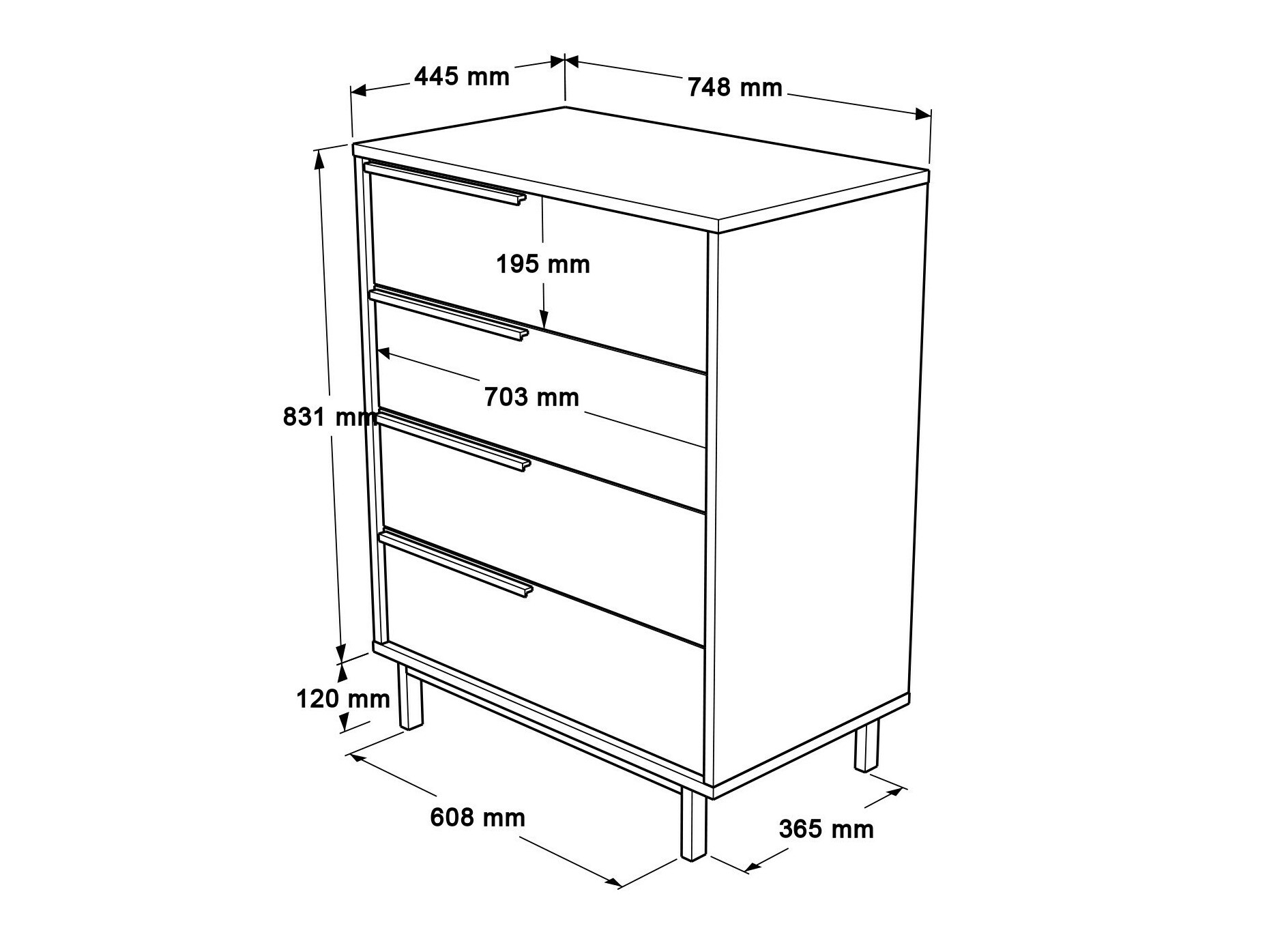 Cómoda Fertore 116 (Blanco)
