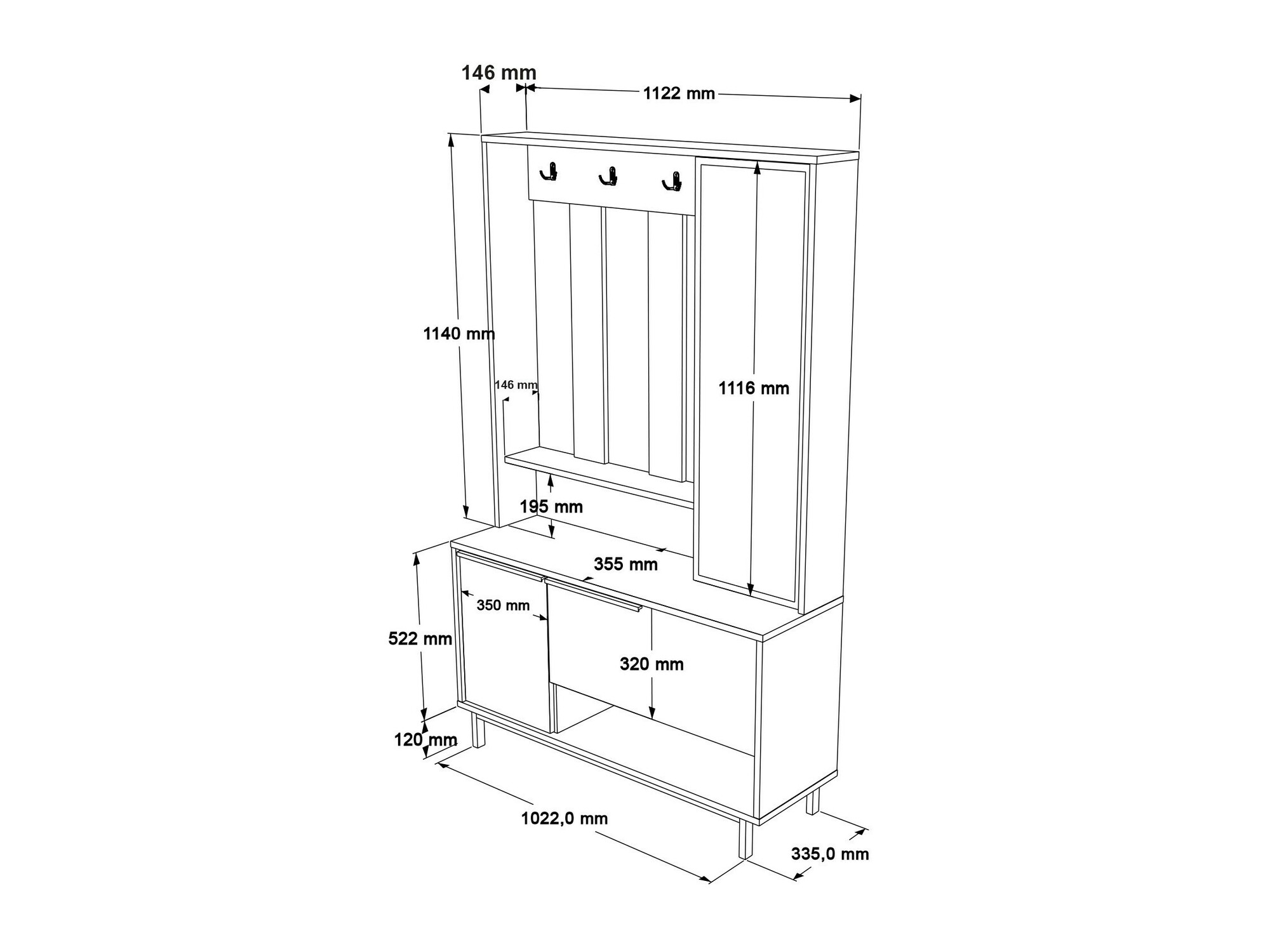 Conjunto para recibidor Fertore 110 (Blanco)