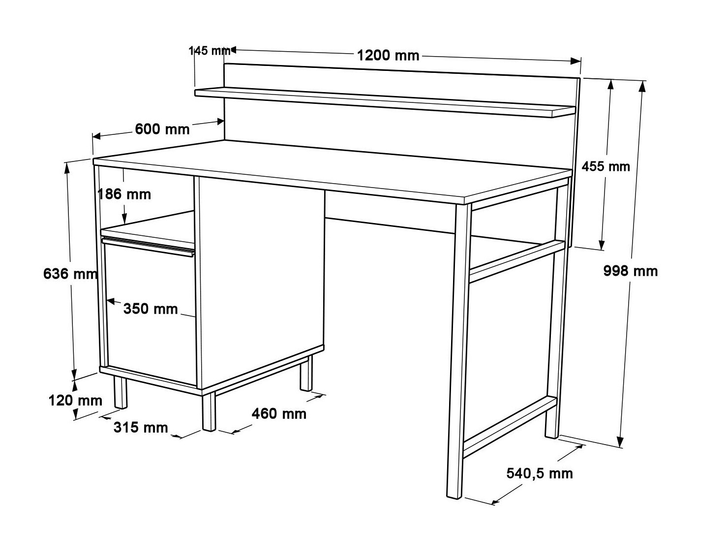 Mesa de oficina Fertore 115 (Blanco)