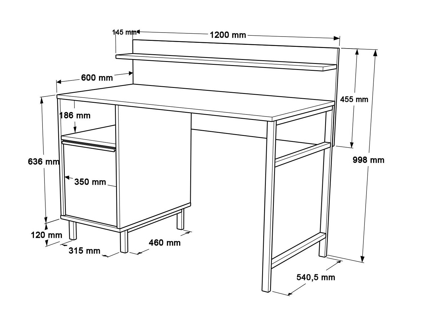 Mesa de oficina Fertore 115 (Nogal)