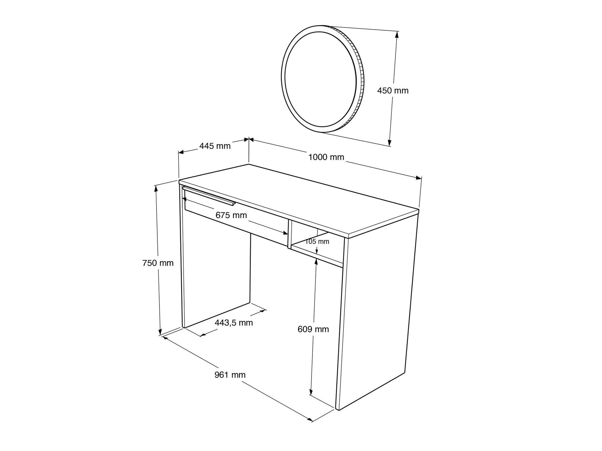 Tocador Fertore 117 (Blanco)