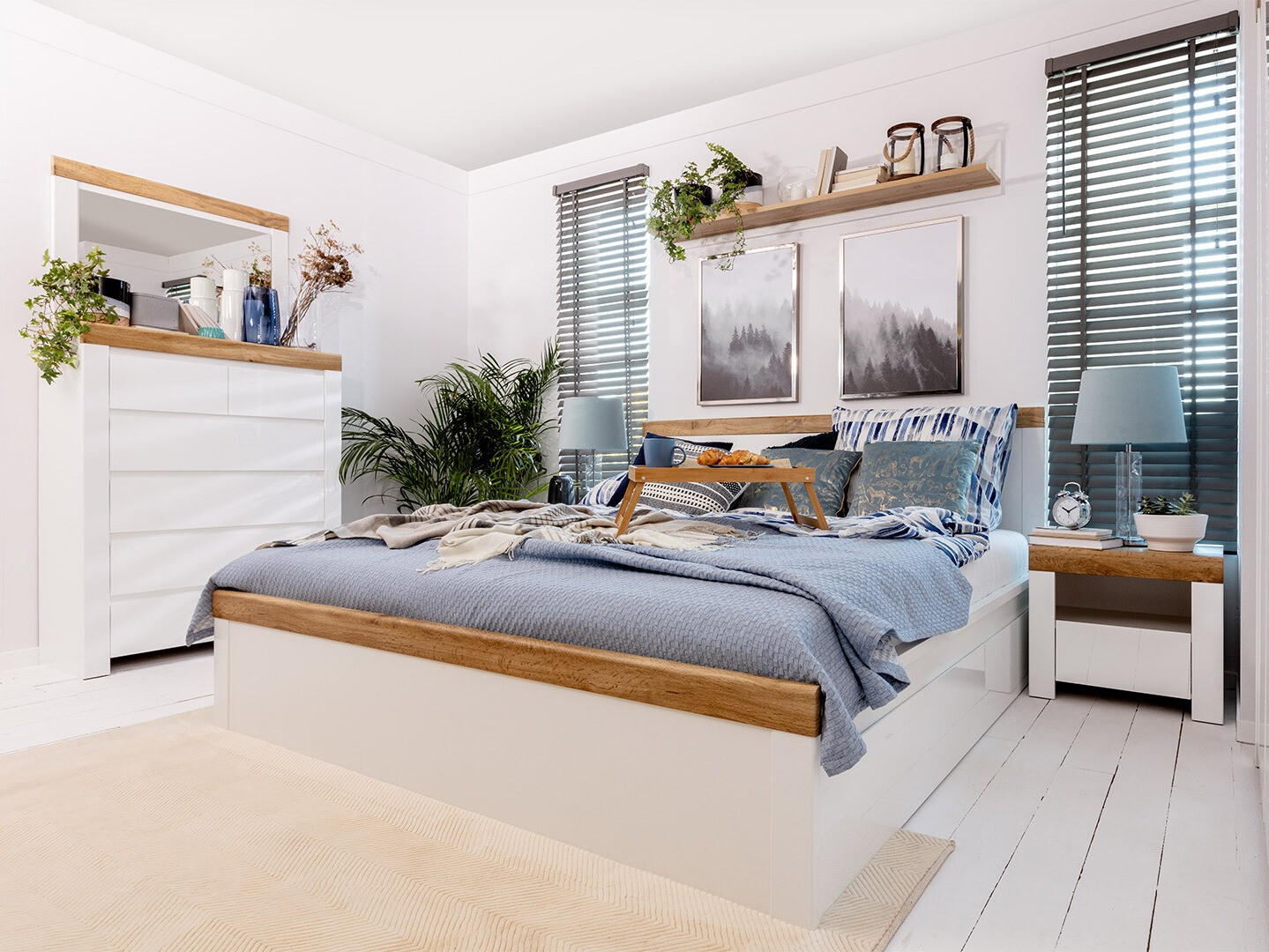 Cómoda Sonsoru 114 (Blanco + Blanco brillante + Roble wotan)