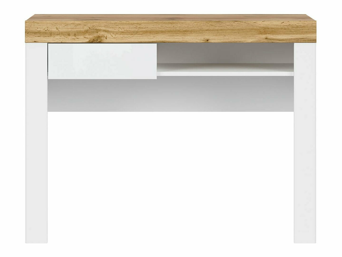 Escritorio Sonsoru 131 (Blanco + Blanco brillante + Roble wotan)