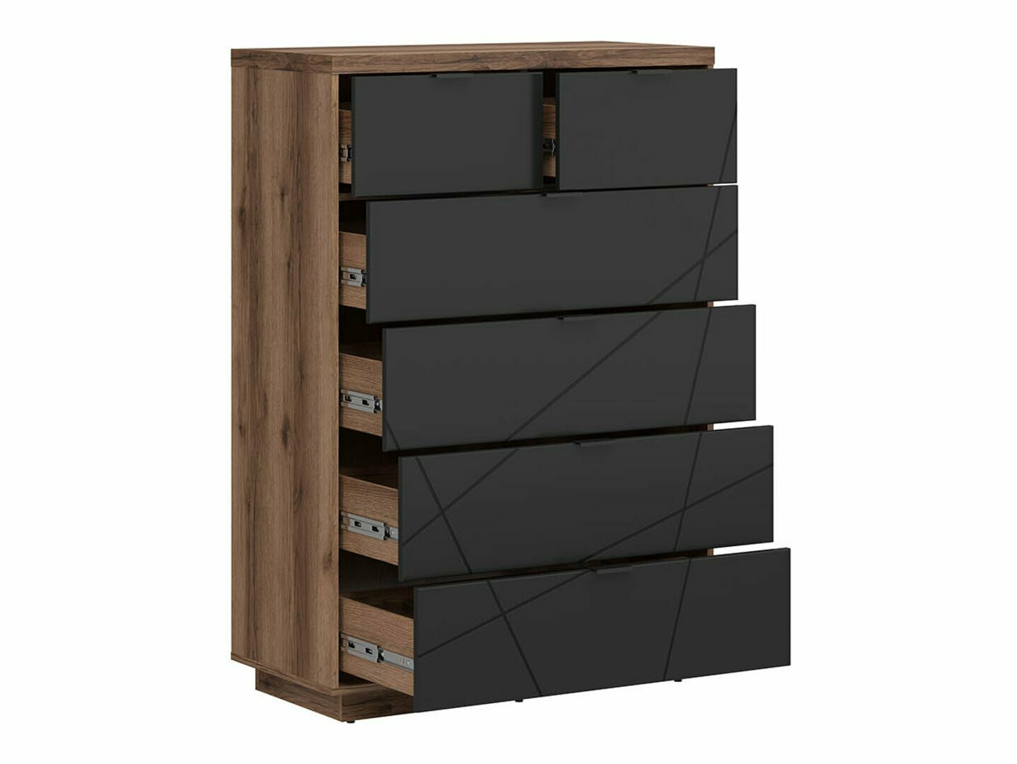 Cómoda Fivale 119 (Roble delano oscuro + Negro mate)