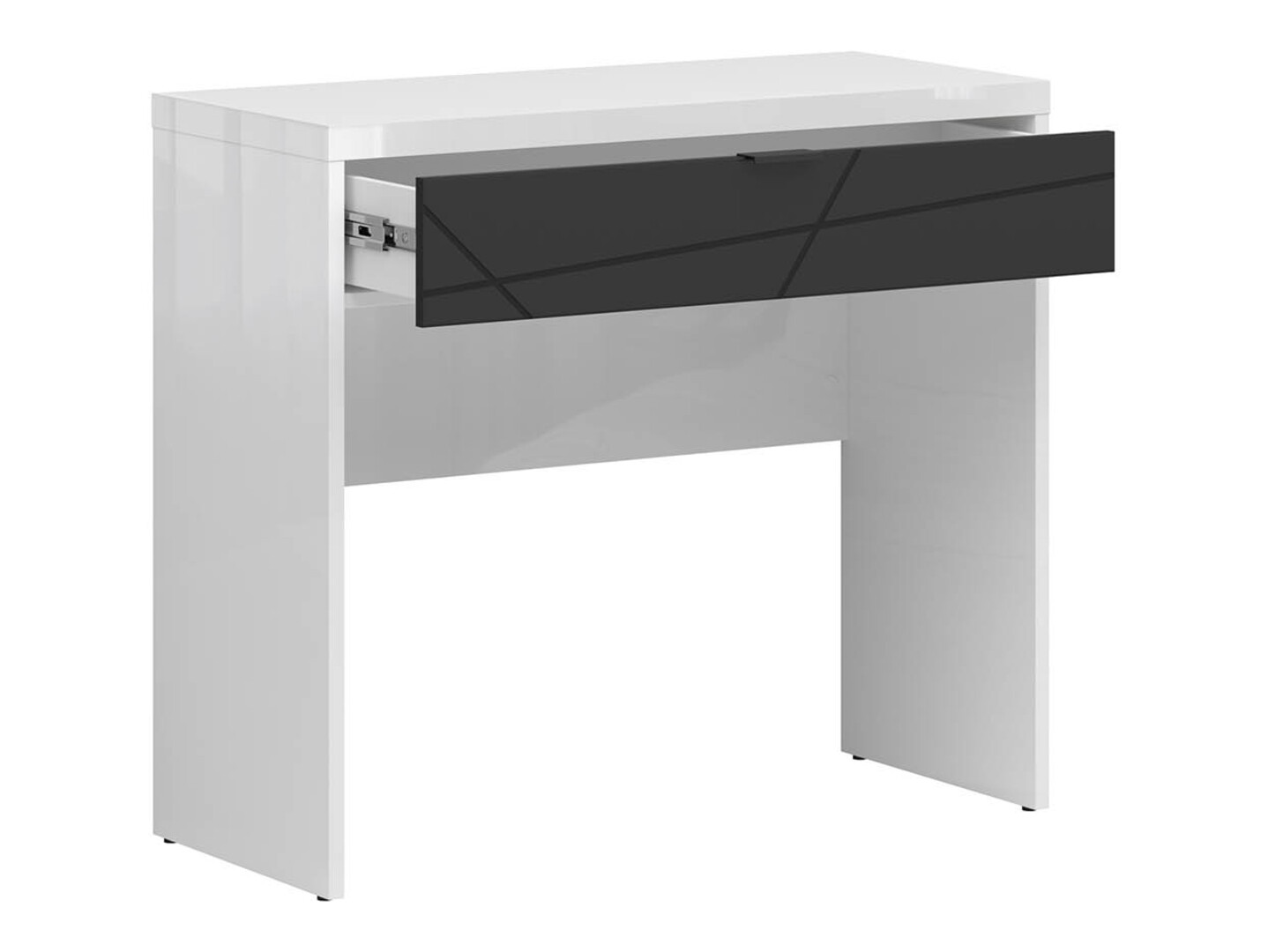 Mesa de oficina Fivale 121 (Blanco brillante + Negro mate)