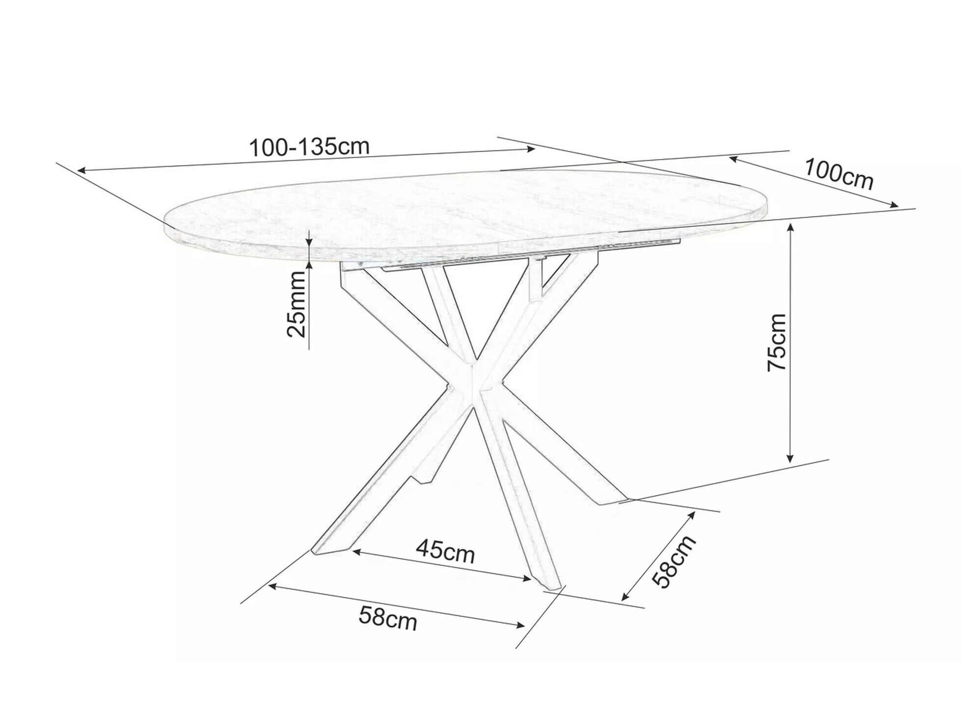Mesa Detroit 115 (Mármol negro)