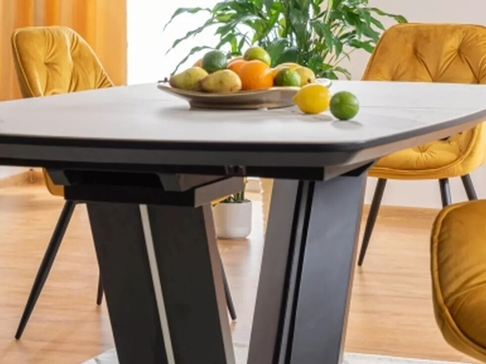 Mesa Detroit 116 (Mármol blanco + Negro)