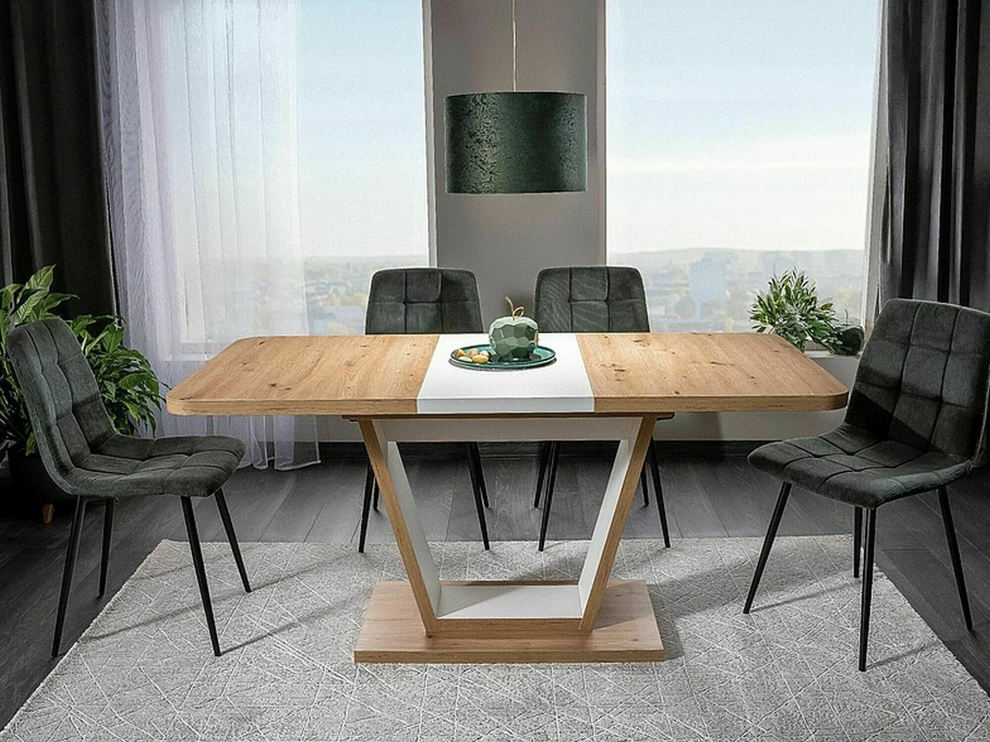 Mesa Detroit 135 (Roble Artisan + Blanco)