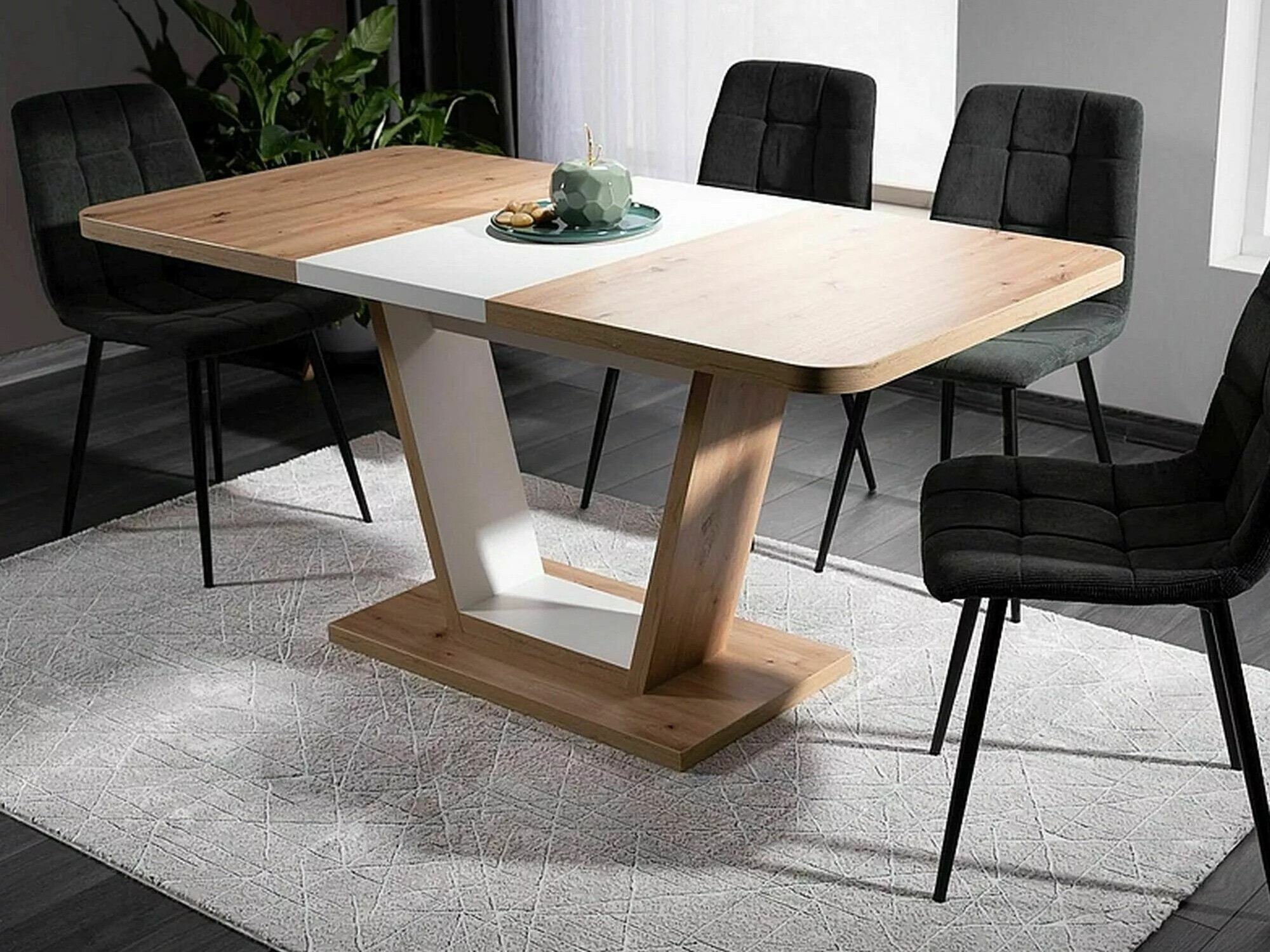 Mesa Detroit 135 (Roble Artisan + Blanco)