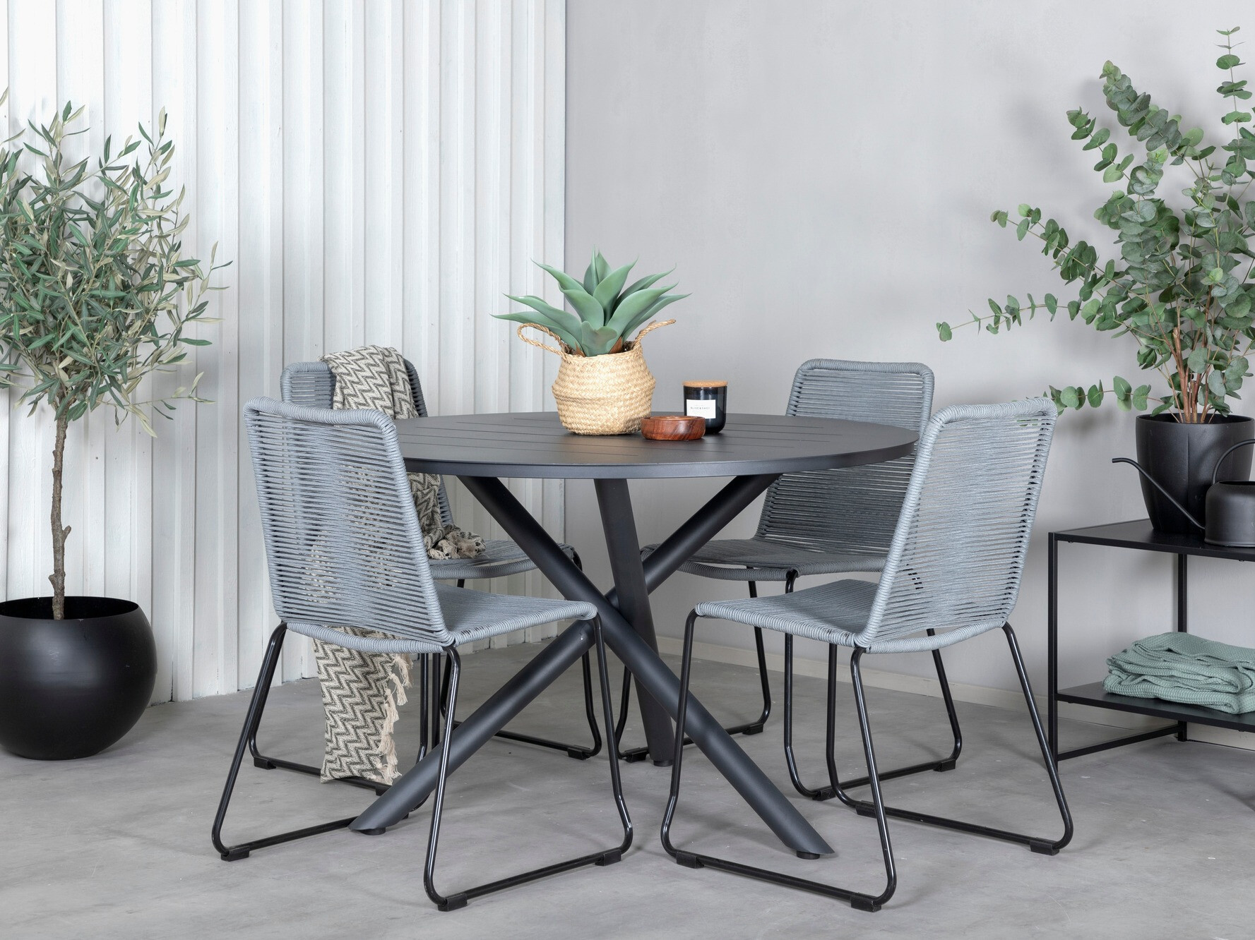 Conjunto de mesa y sillas Dallas 3728 (Gris + Negro)